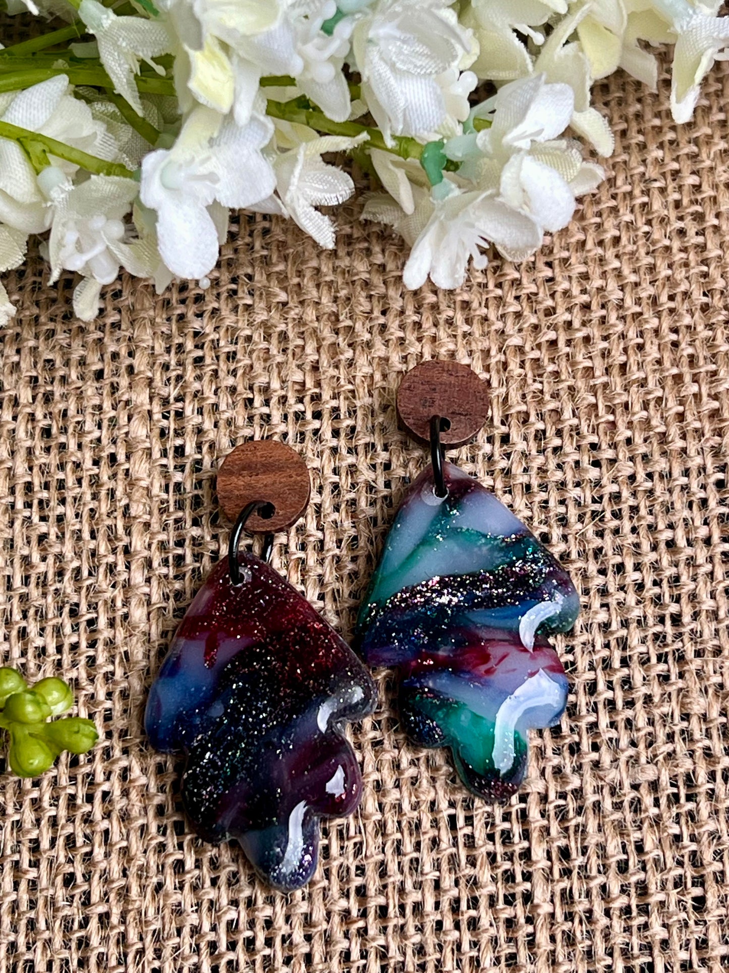 Stella Multi-Colored Marble Dangles with a Touch of Silver Glitter