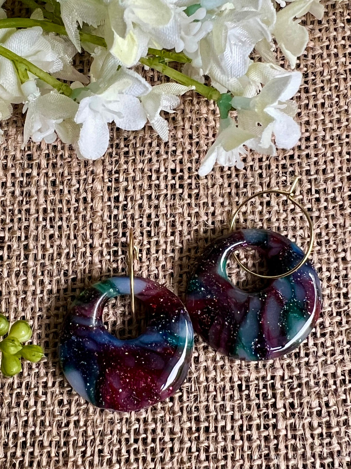 Stella Multi-Colored Marble Dangles with a Touch of Silver Glitter