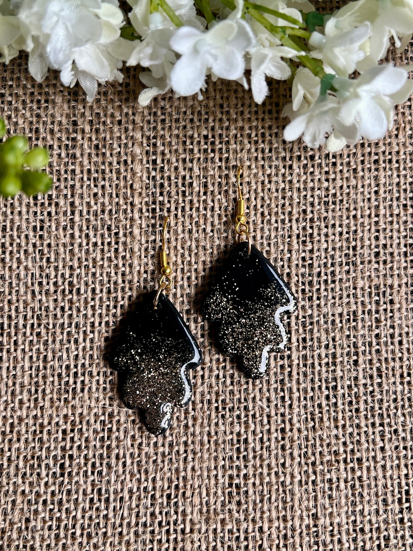 Black Dangles with a Touch of Gold Glitter