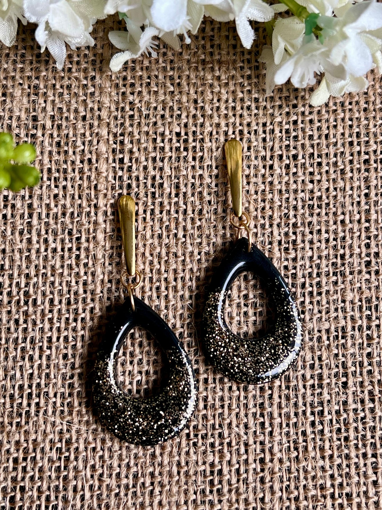 Black Dangles with a Touch of Gold Glitter