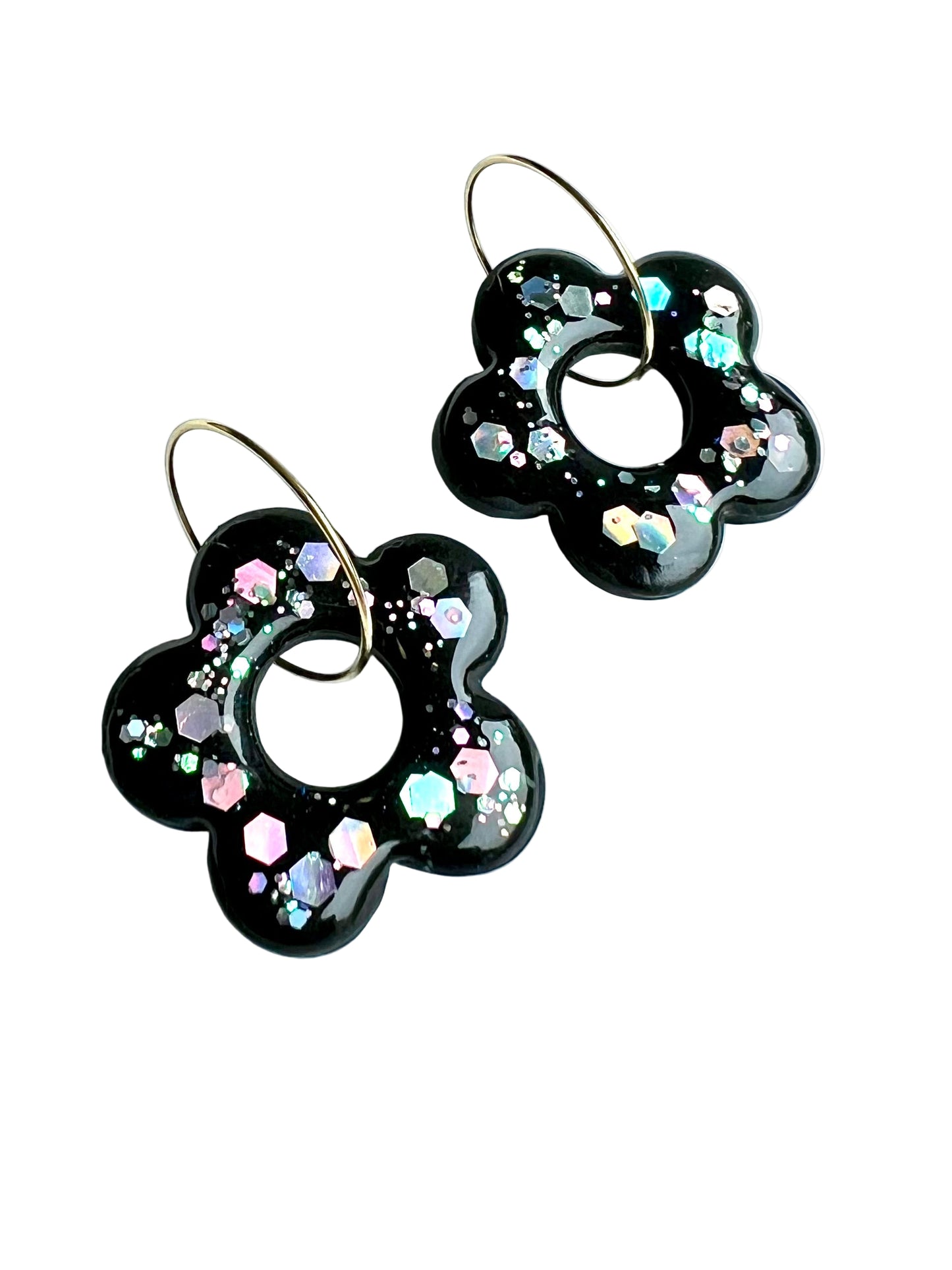 Sparkling Flowers Hoops in Silver