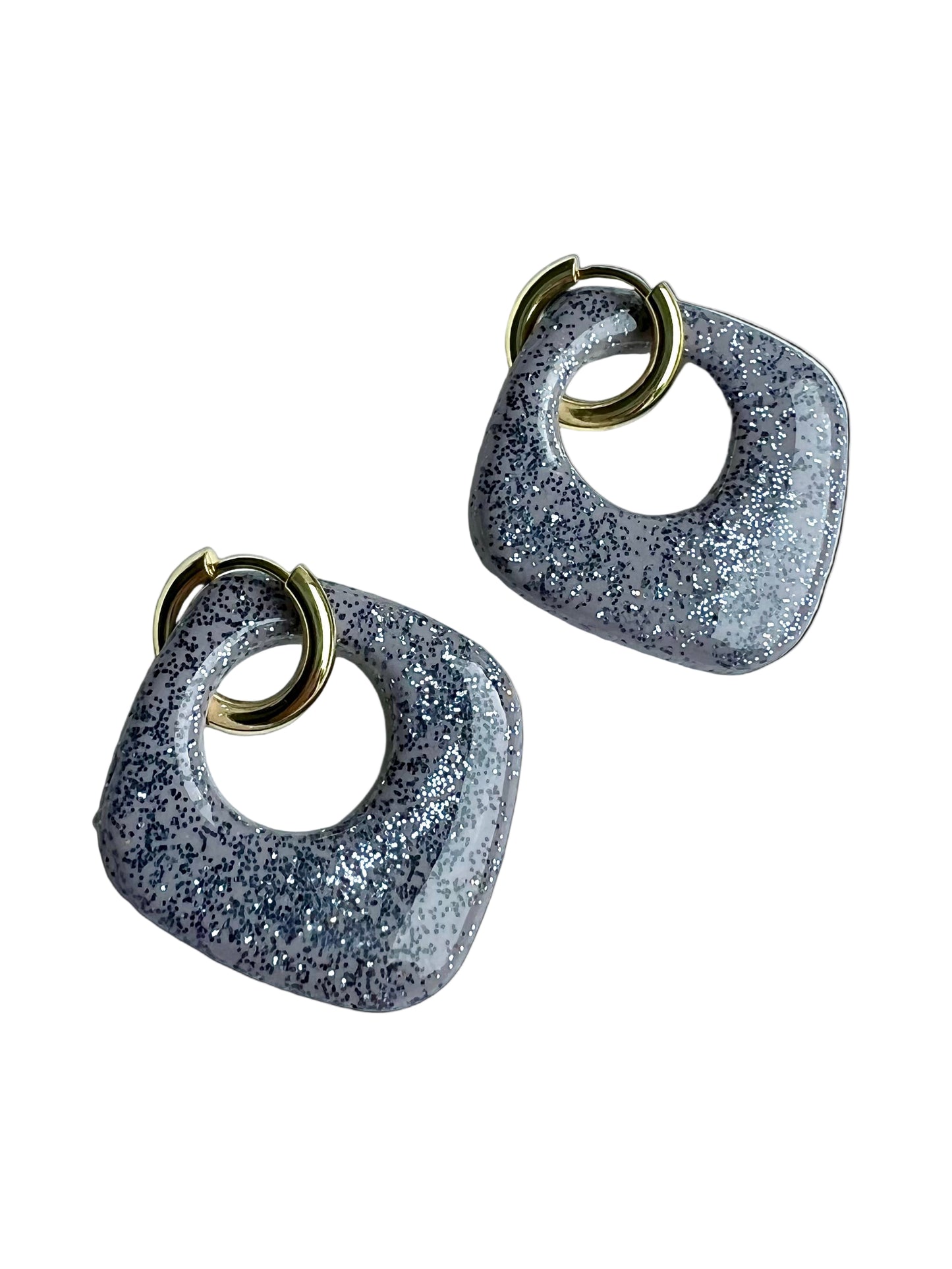 Donut Earrings in Soft Grey with a Touch of Glitter