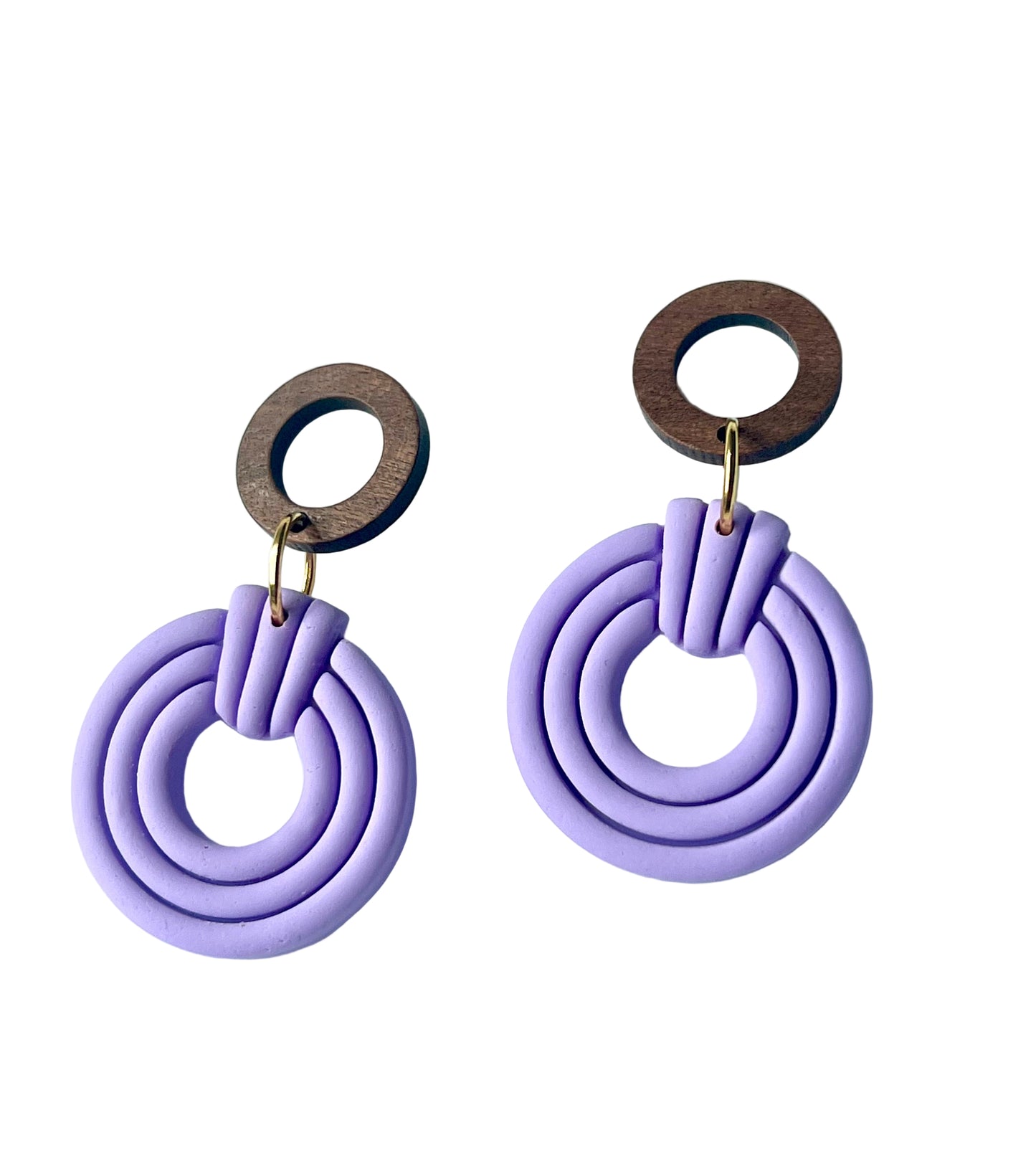 Silvia Dangles in Lavender Blue with Walnut Wood Stud