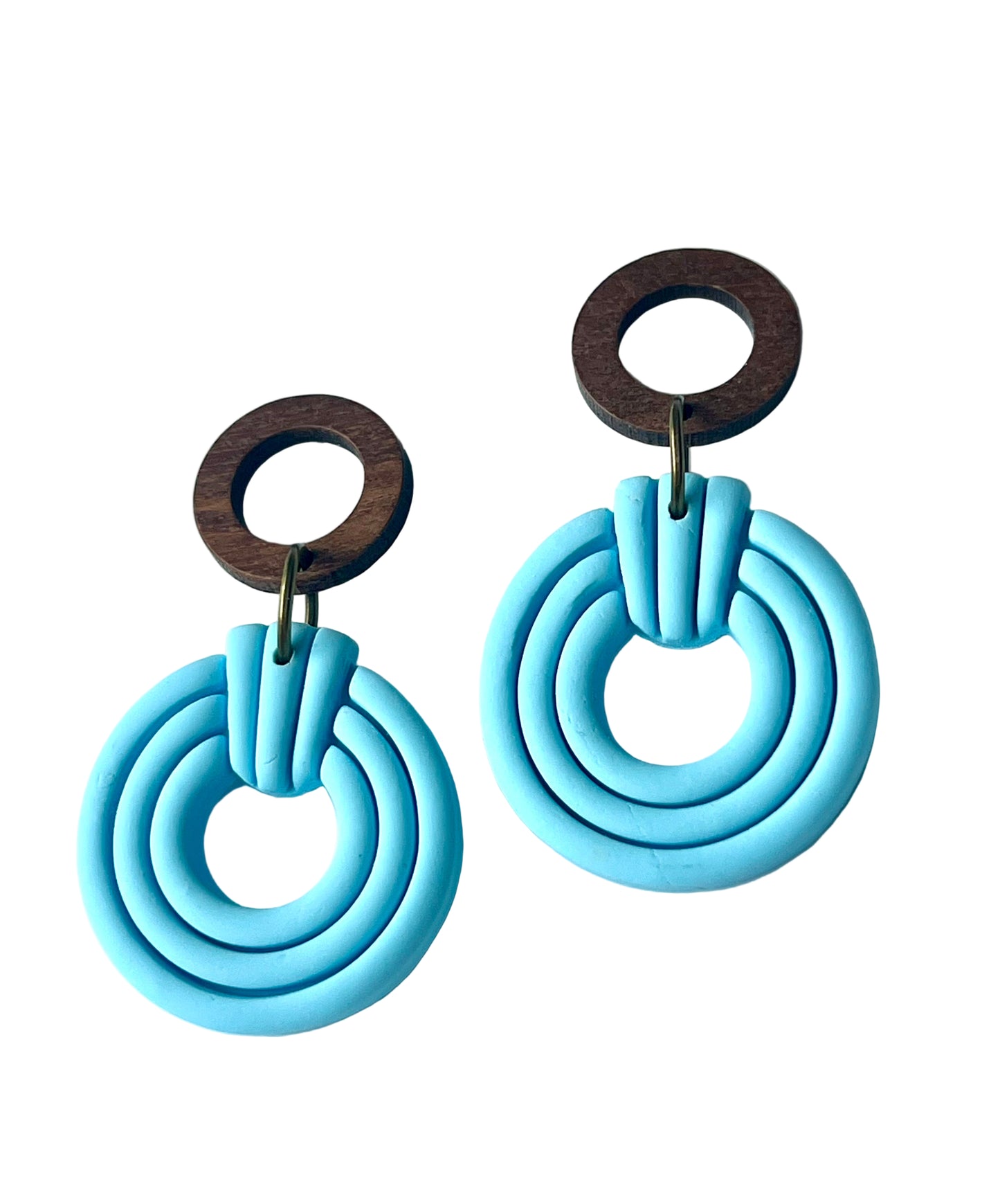 Silvia Dangles in Turquoise with Walnut Wood Stud