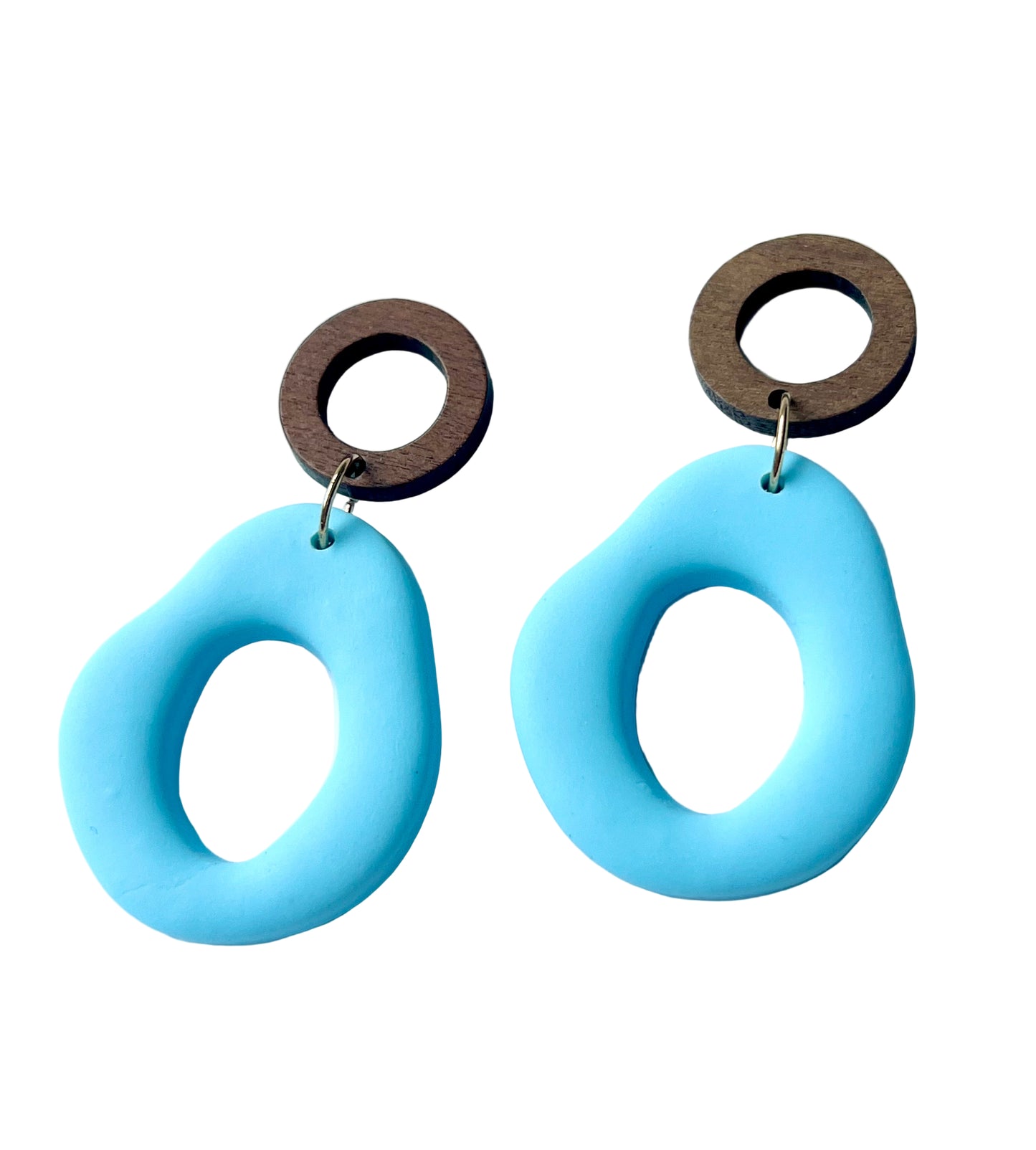 Silvia Dangles in Turquoise with Walnut Wood Stud
