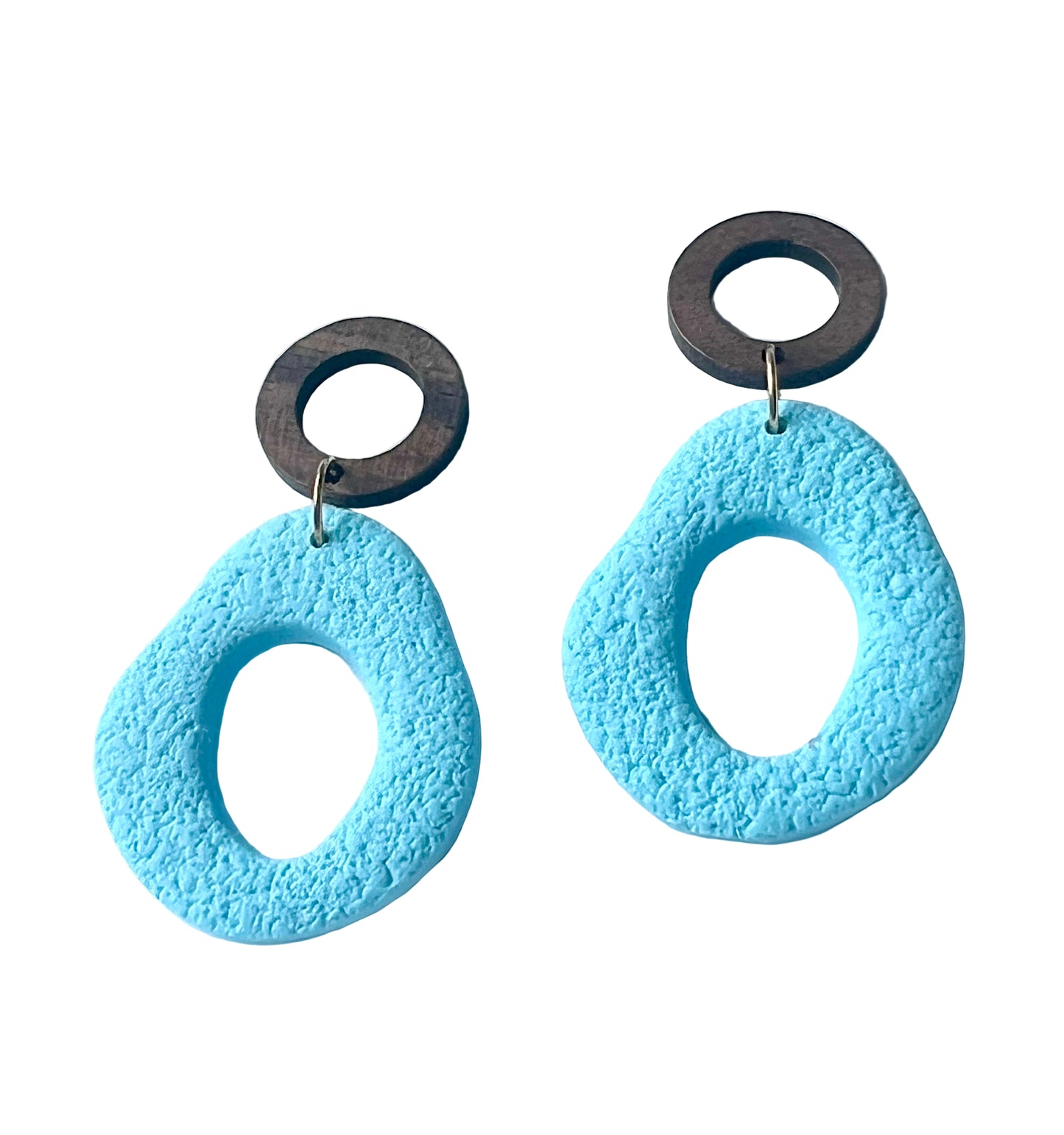 Silvia Dangles in Tuquoise with Walnut Wood Stud