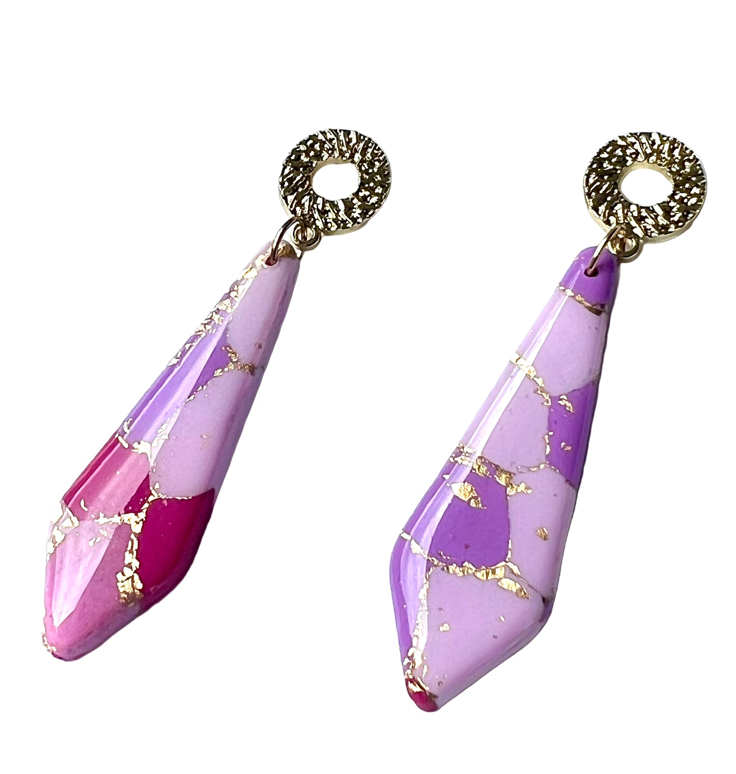 Faux Pink Marble Dangles with a Touch of Gold Glitter