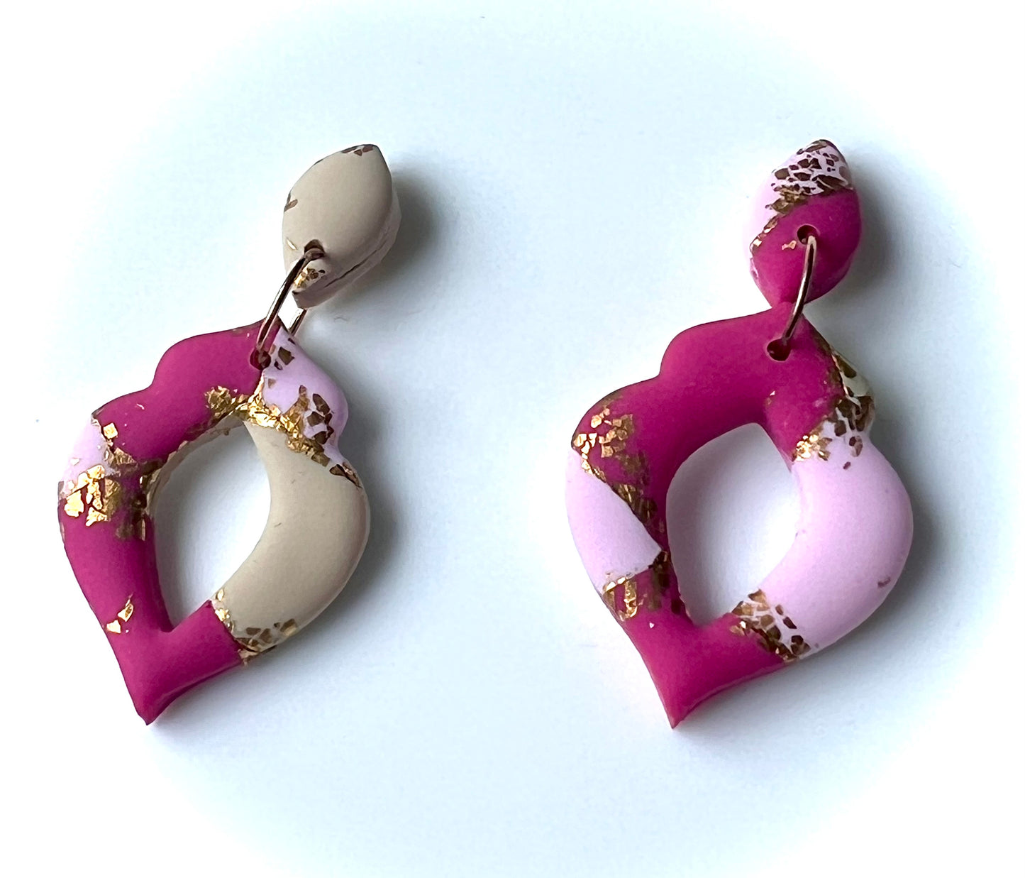 Faux Pink Marble Dangles with a Touch of Gold Glittert