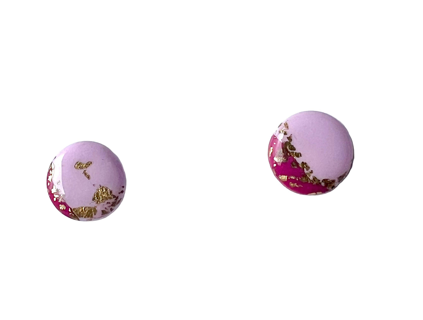 Faux Pink Marble Studs with a Touch of Gold