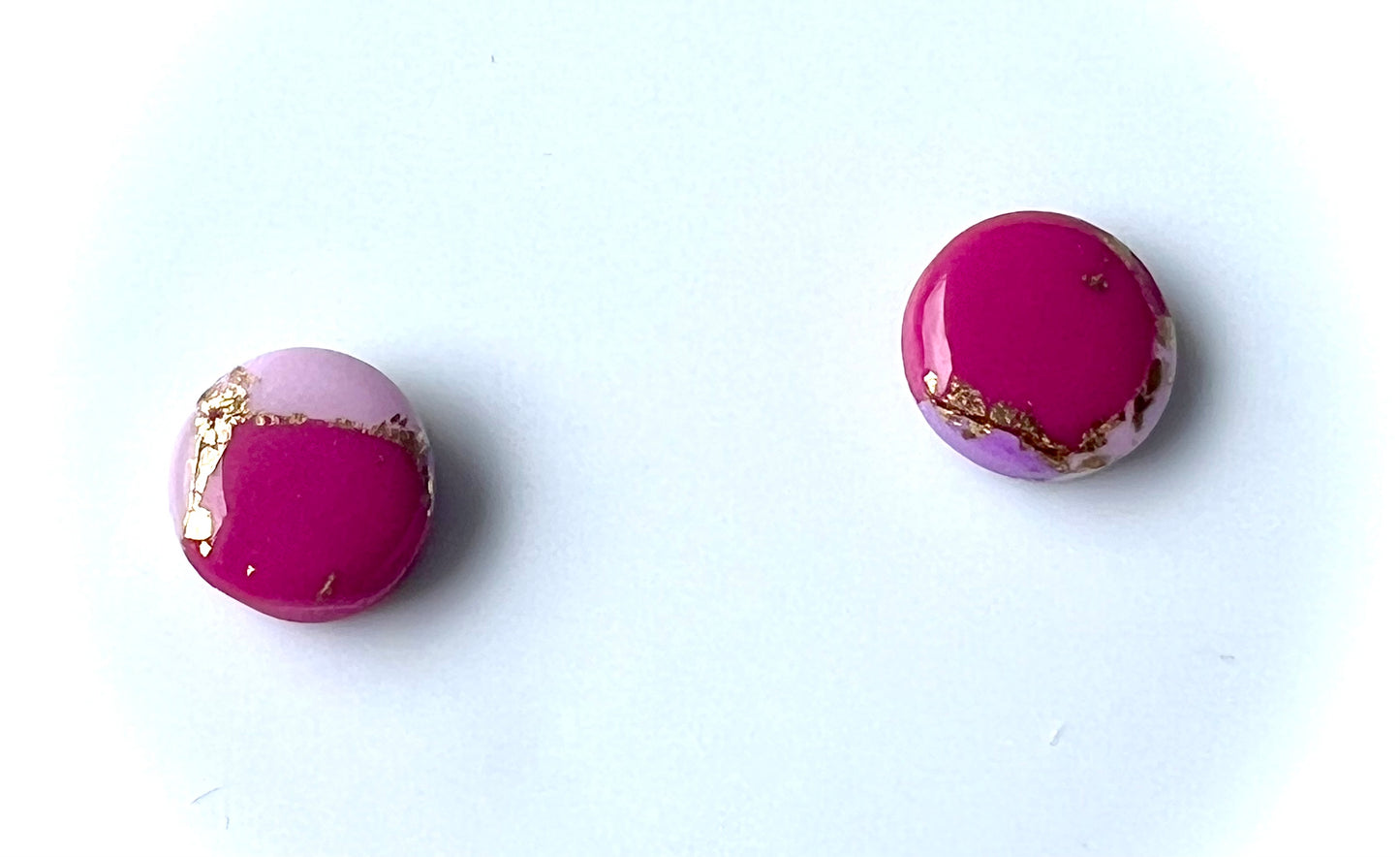 Faux Pink Marble Studs with a Touch of Gold