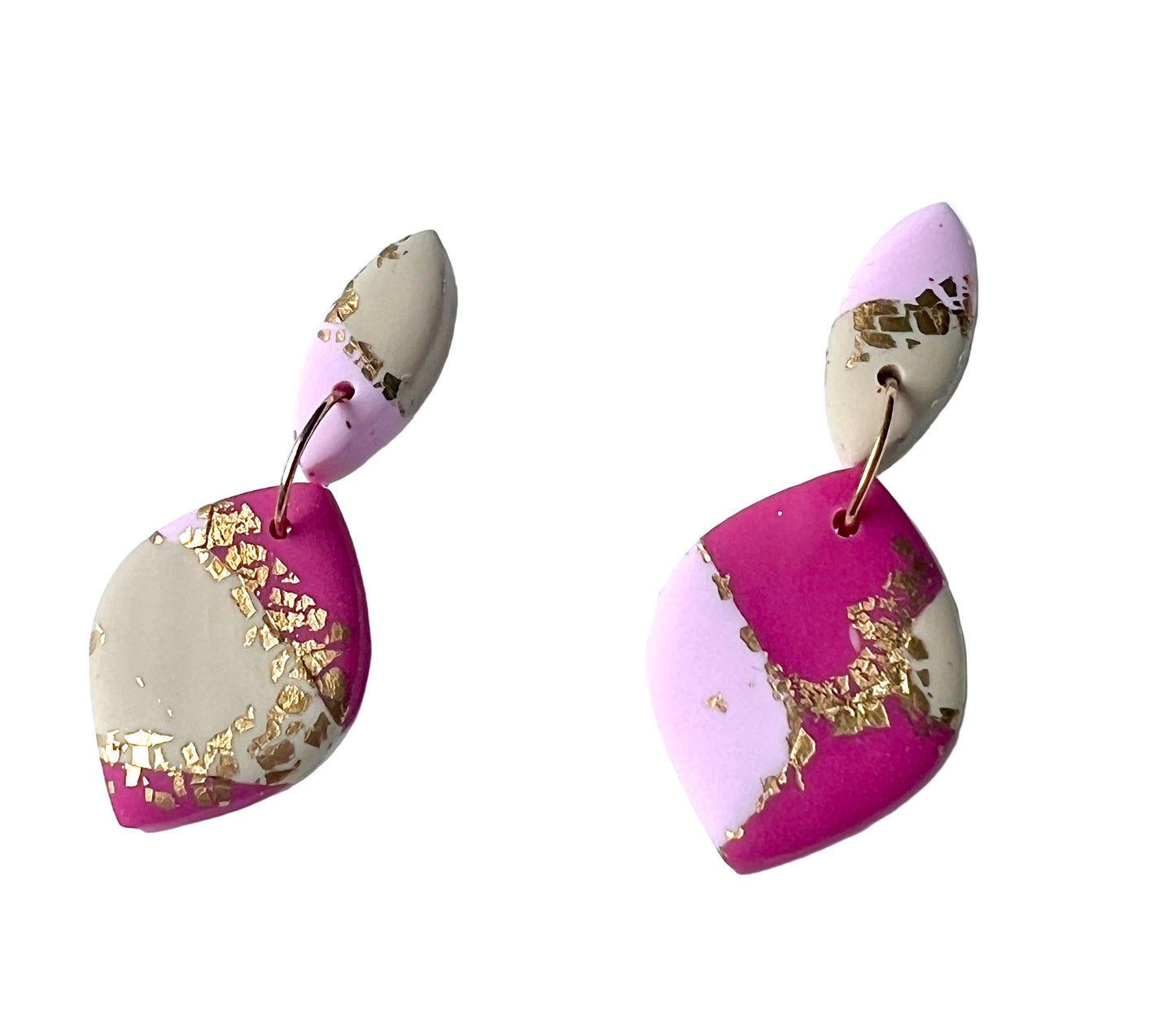 Faux Pink Marble Dangles with a Touch of Gold Glitter