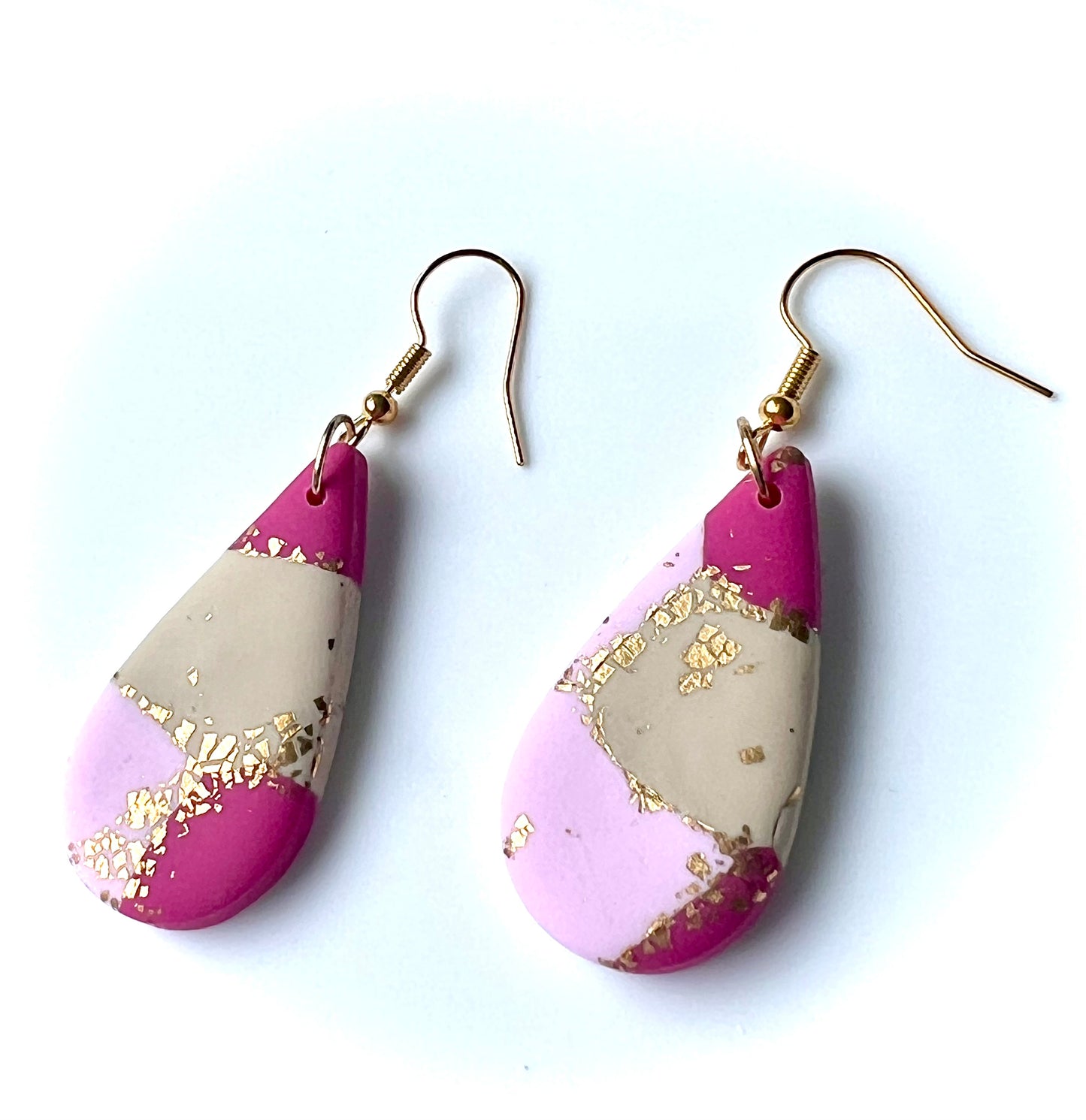 Faux Pink Marble Dangle with a Touch of Gold Glitter
