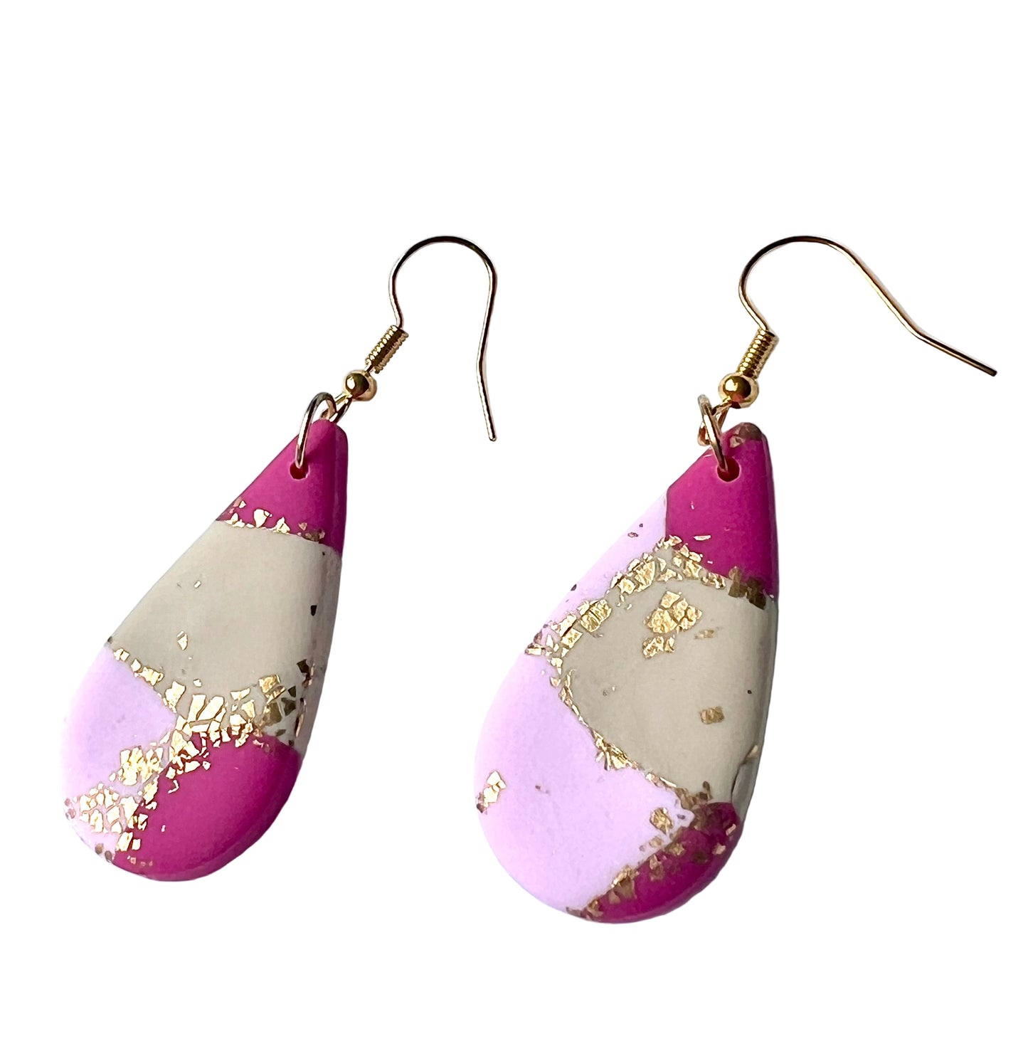 Faux Pink Marble Dangle with a Touch of Gold Glitter
