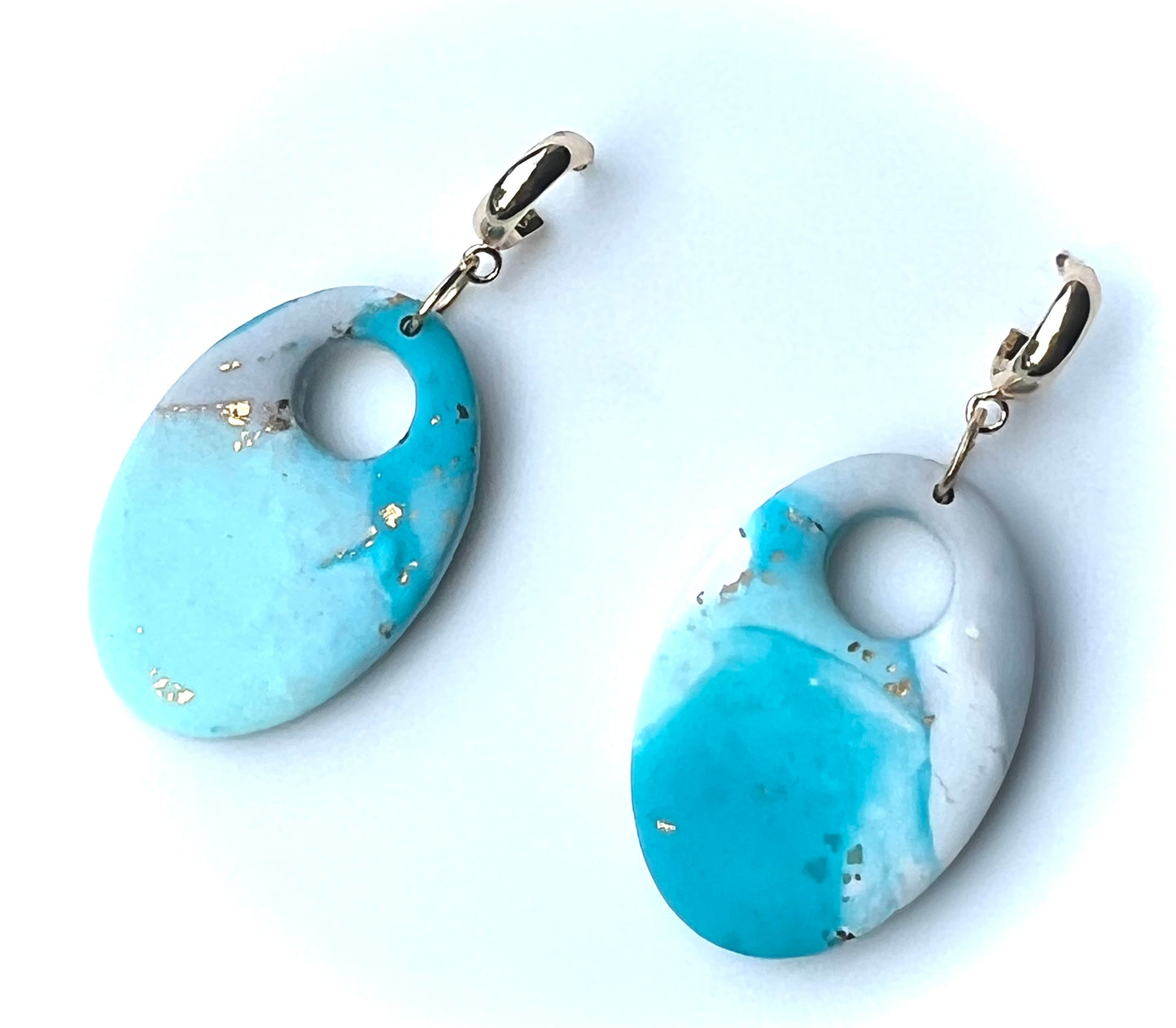 Faux Turquoise Marble Dangles with a Touch of Gold Glitter