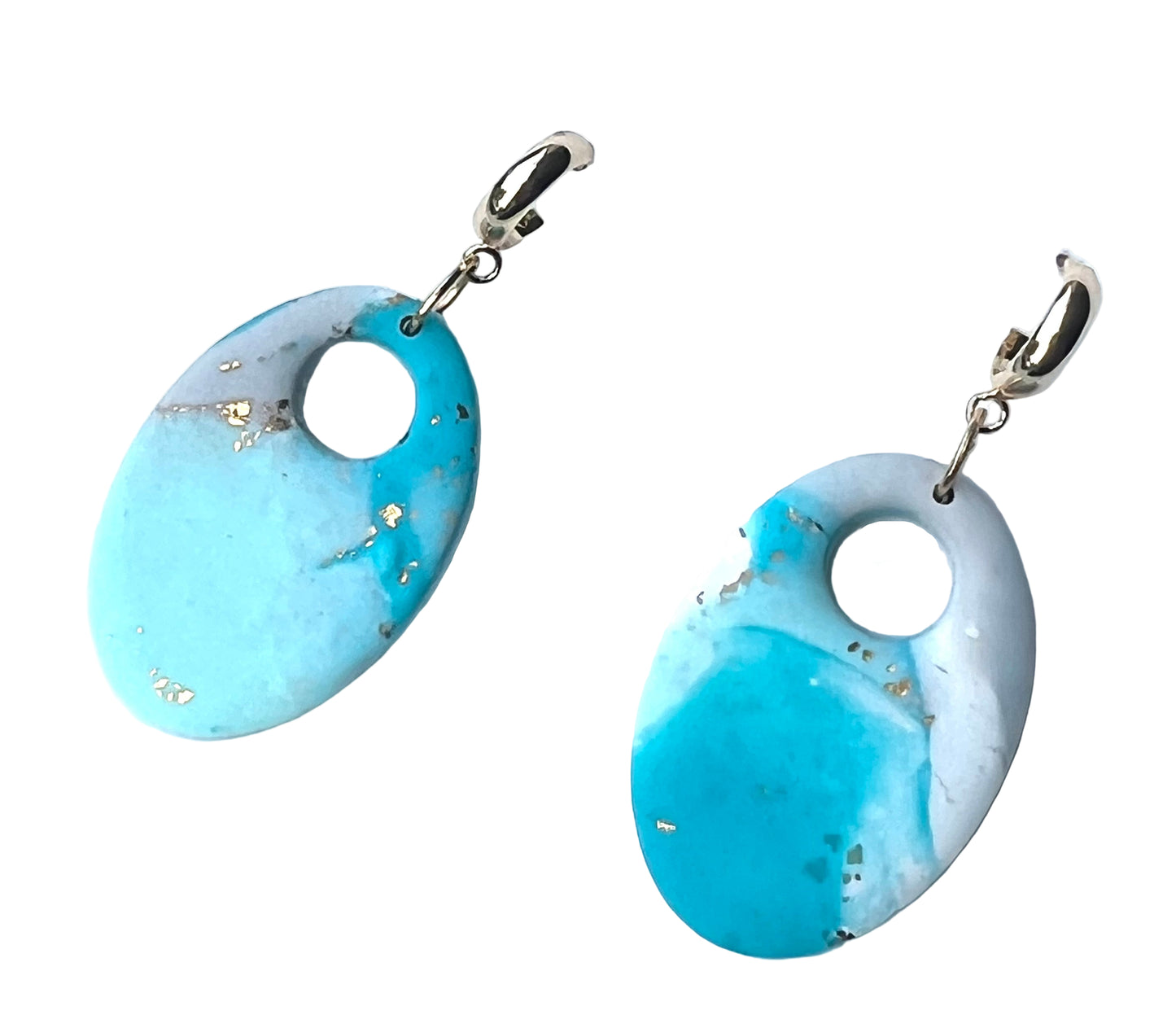 Faux Turquoise Marble Dangles with a Touch of Gold Glitter