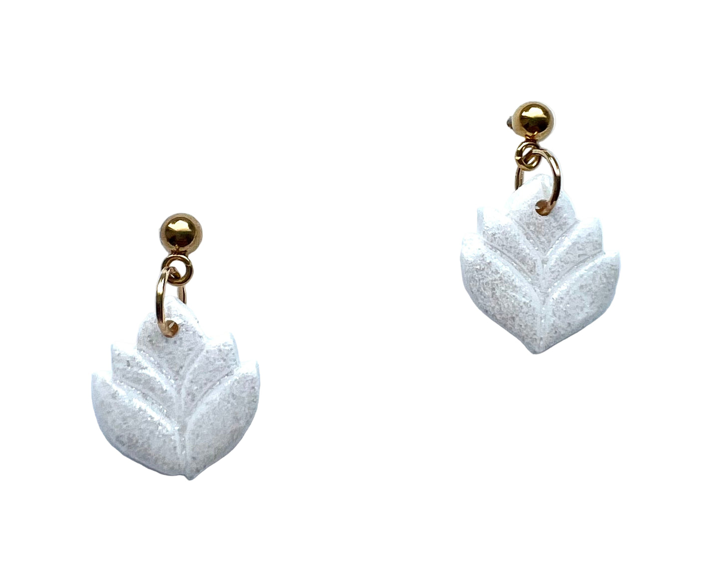 Pearly White Lotus Studs