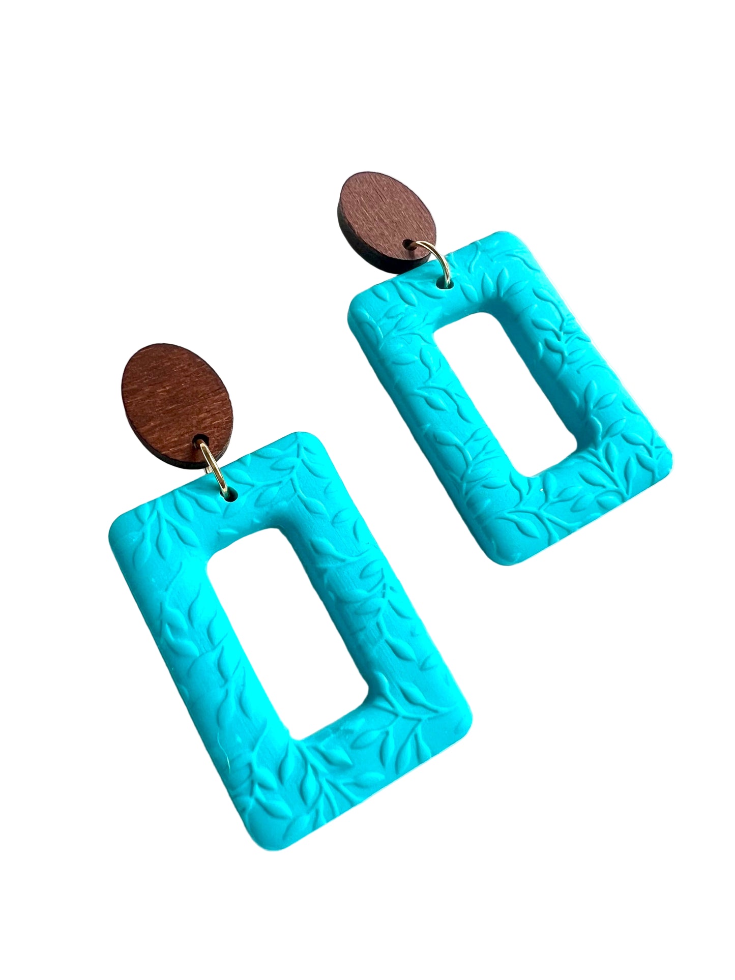 Dangles with Floral Relief in Turquoise