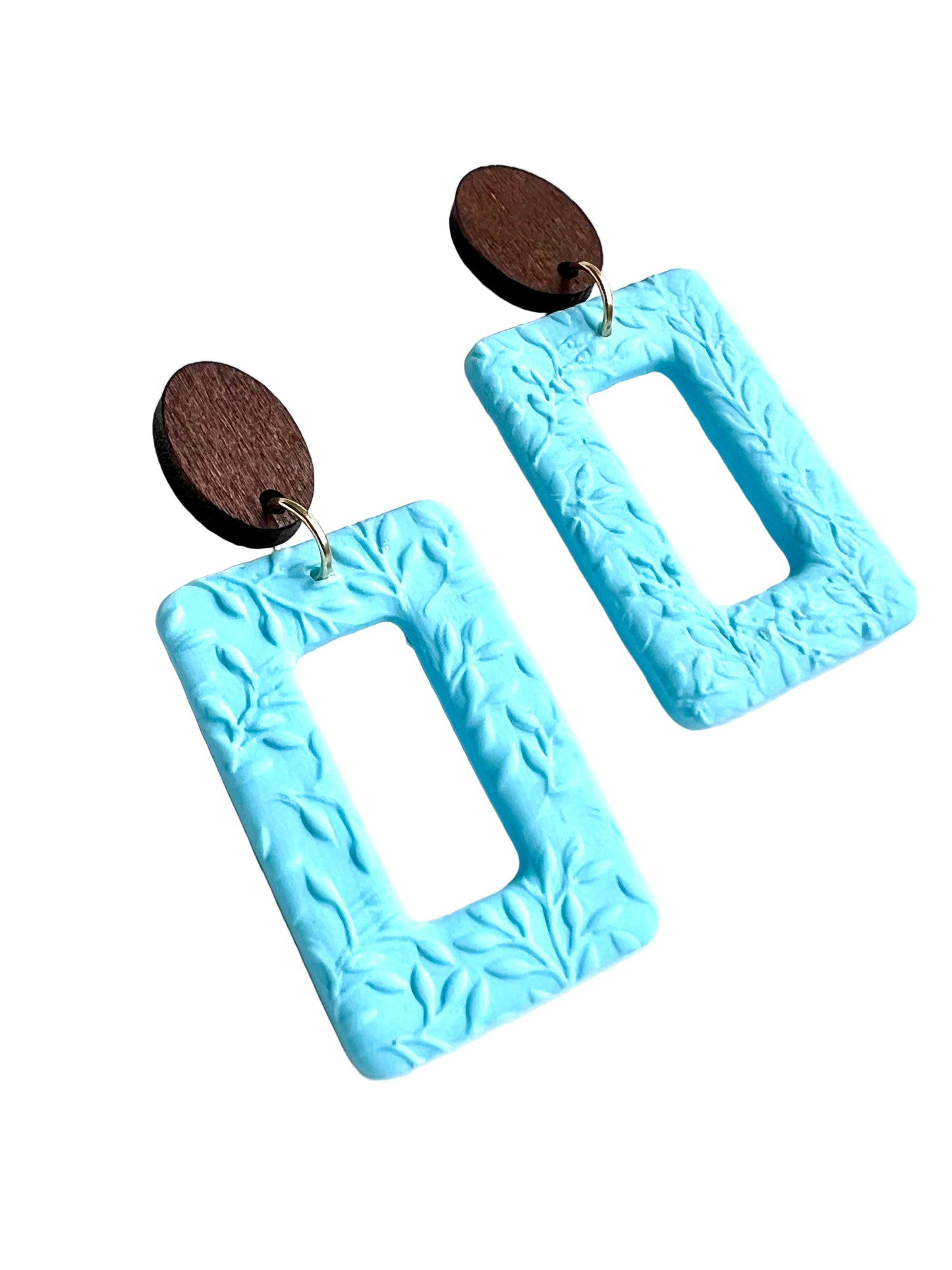 Dangles with Floral Relief in Baby Blue