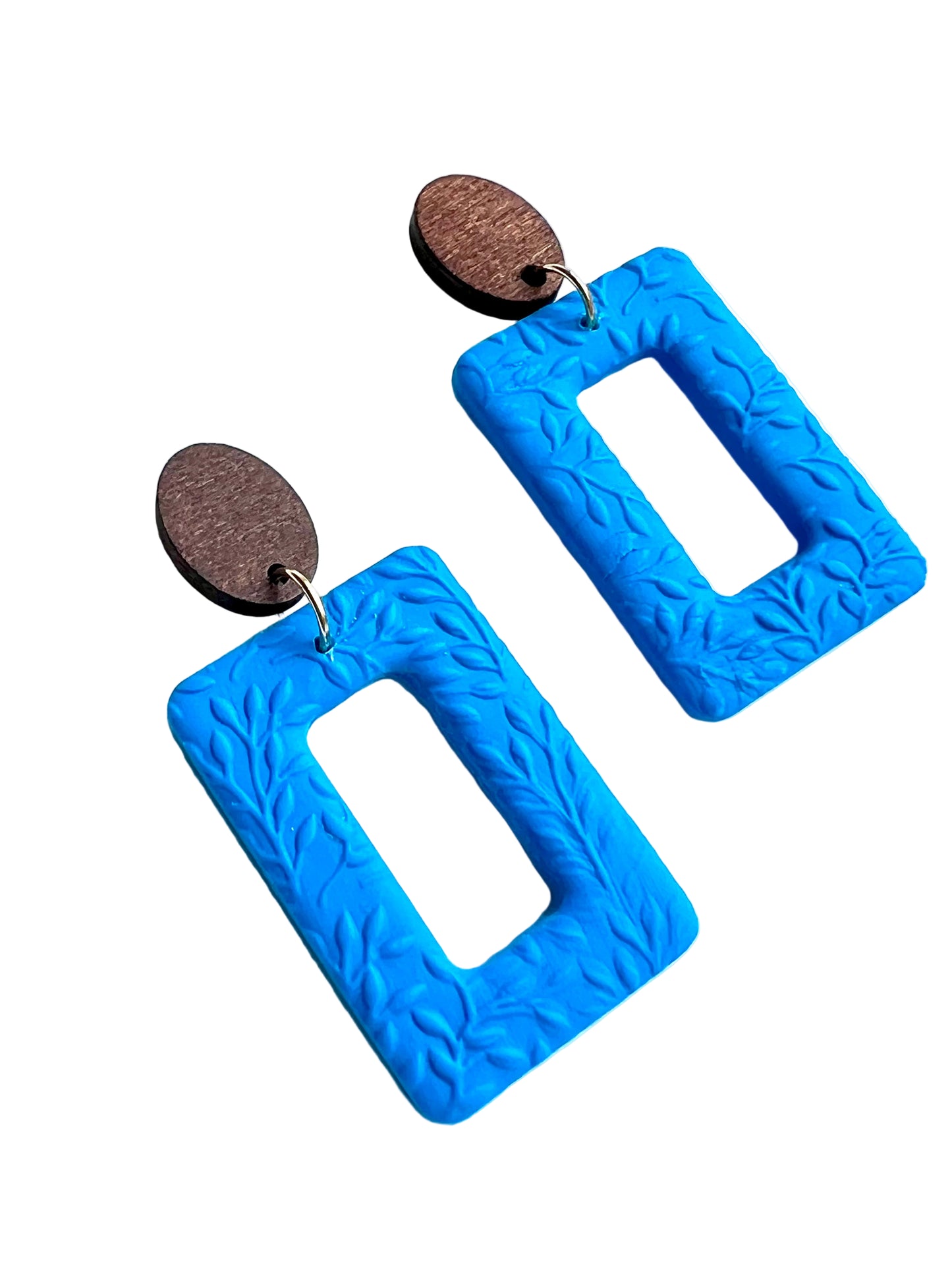 Dangles with Floral Relief in Blue