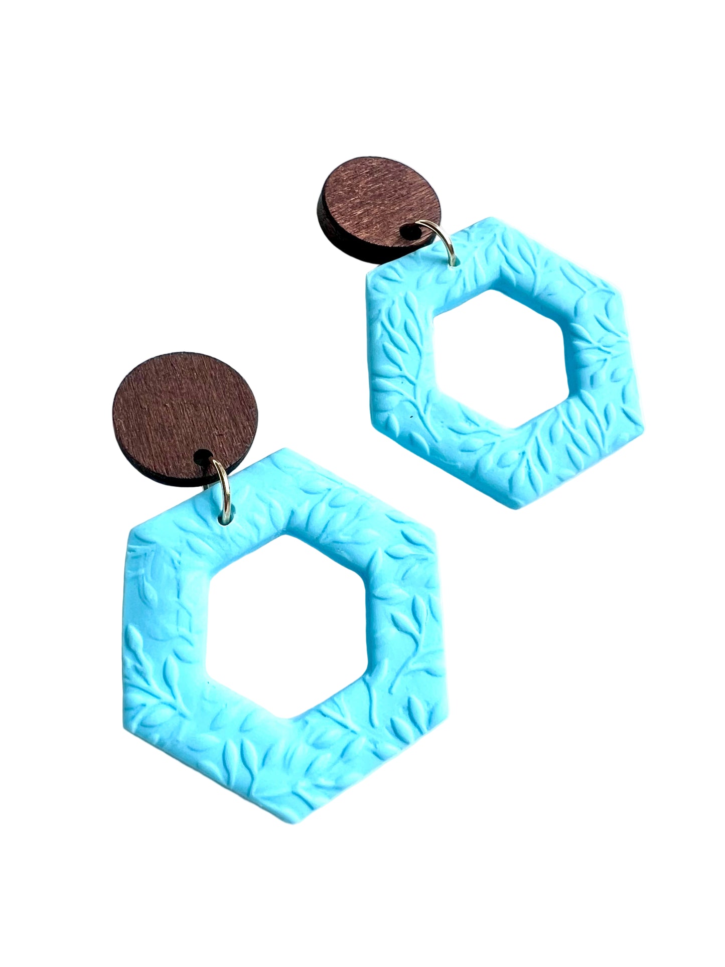 Dangles with Floral Relief in Baby Blue