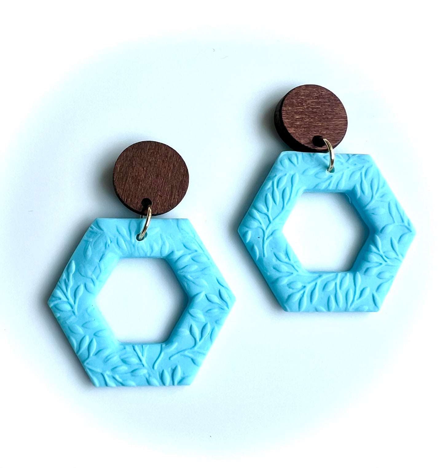 Dangles with Floral Relief in Baby Blue