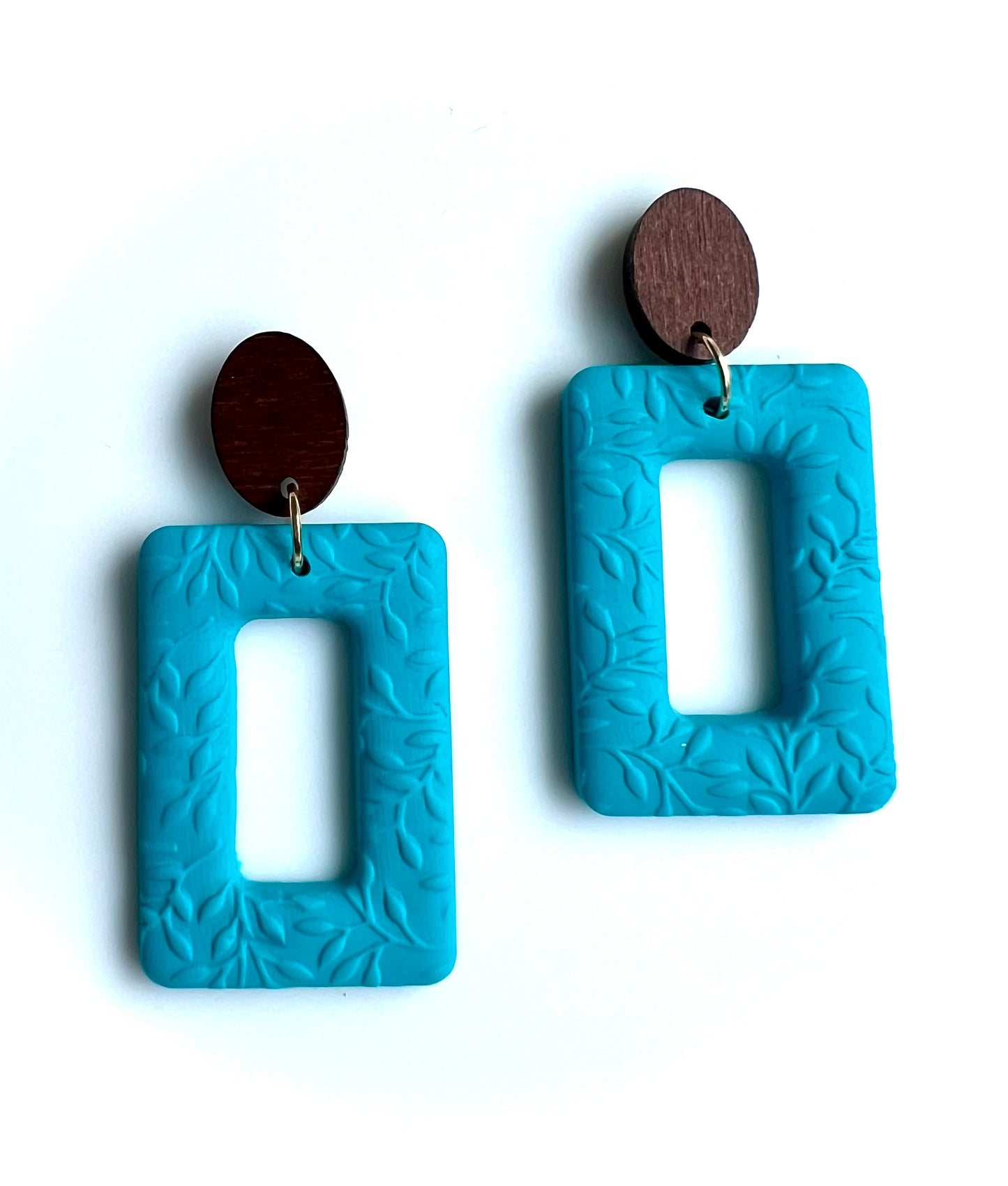 Dangles with Floral Relief in Turquoise