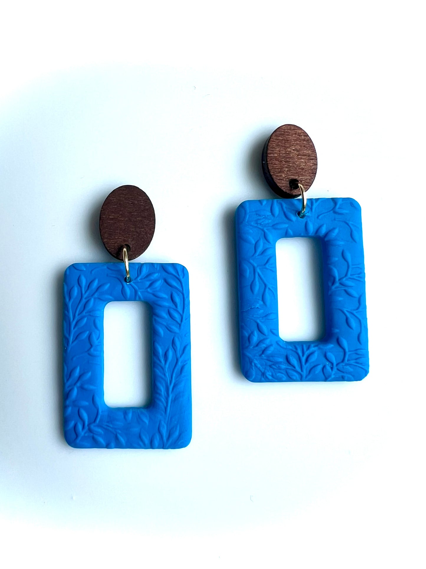 Dangles with Floral Relief in Blue