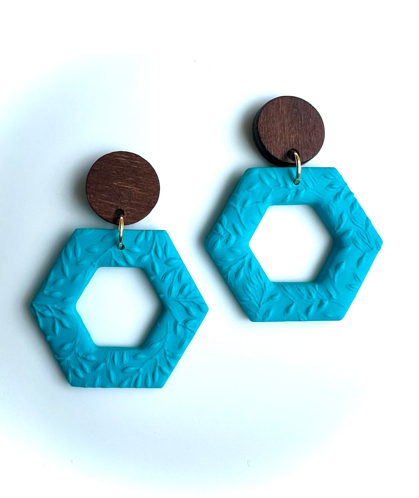 Dangles with Floral Relief in Turquoise