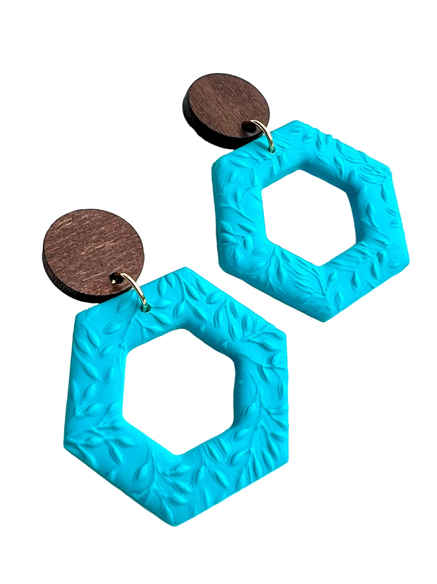 Dangles with Floral Relief in Turquoise