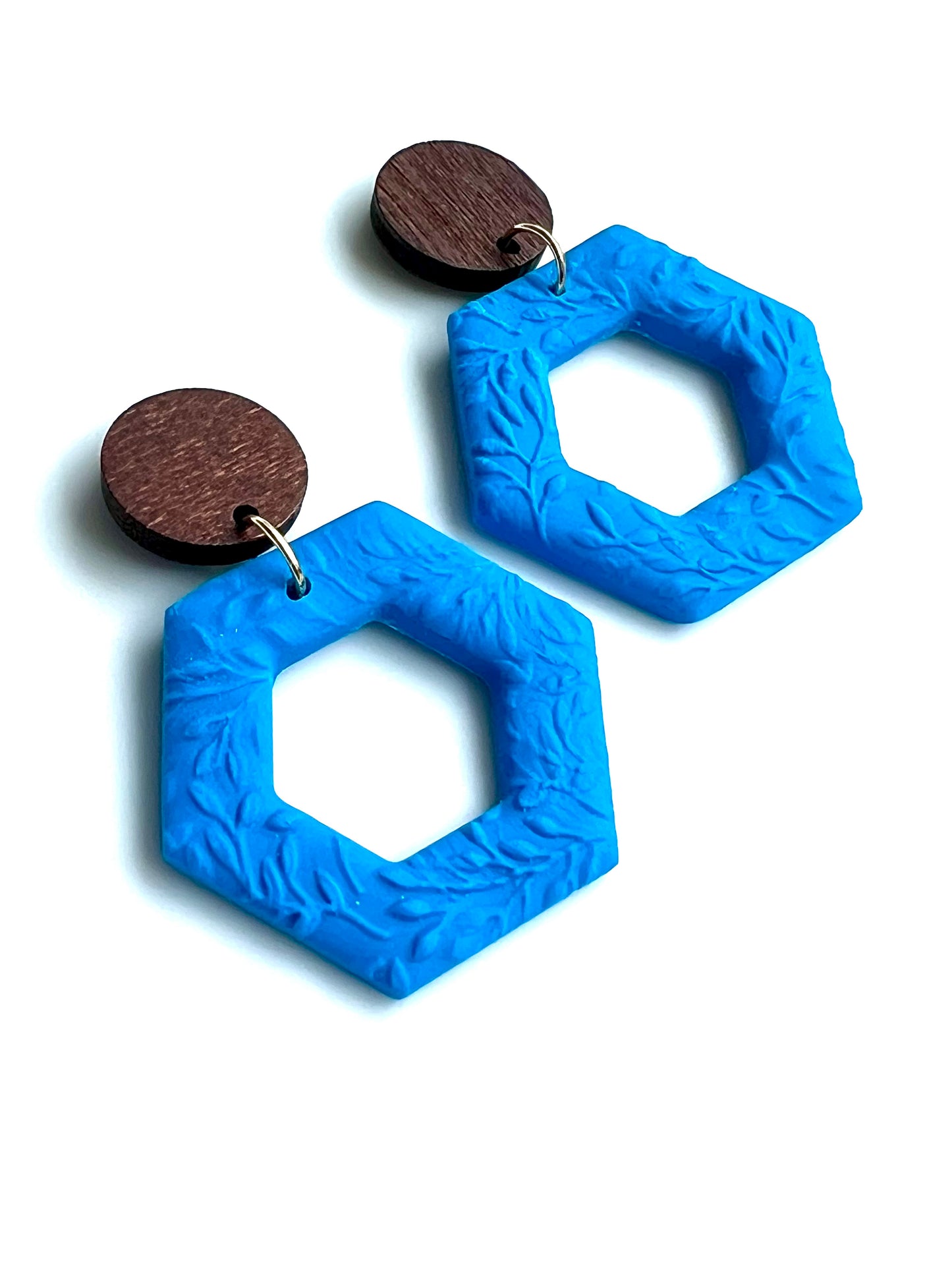 Dangles with Floral Relief in Blue