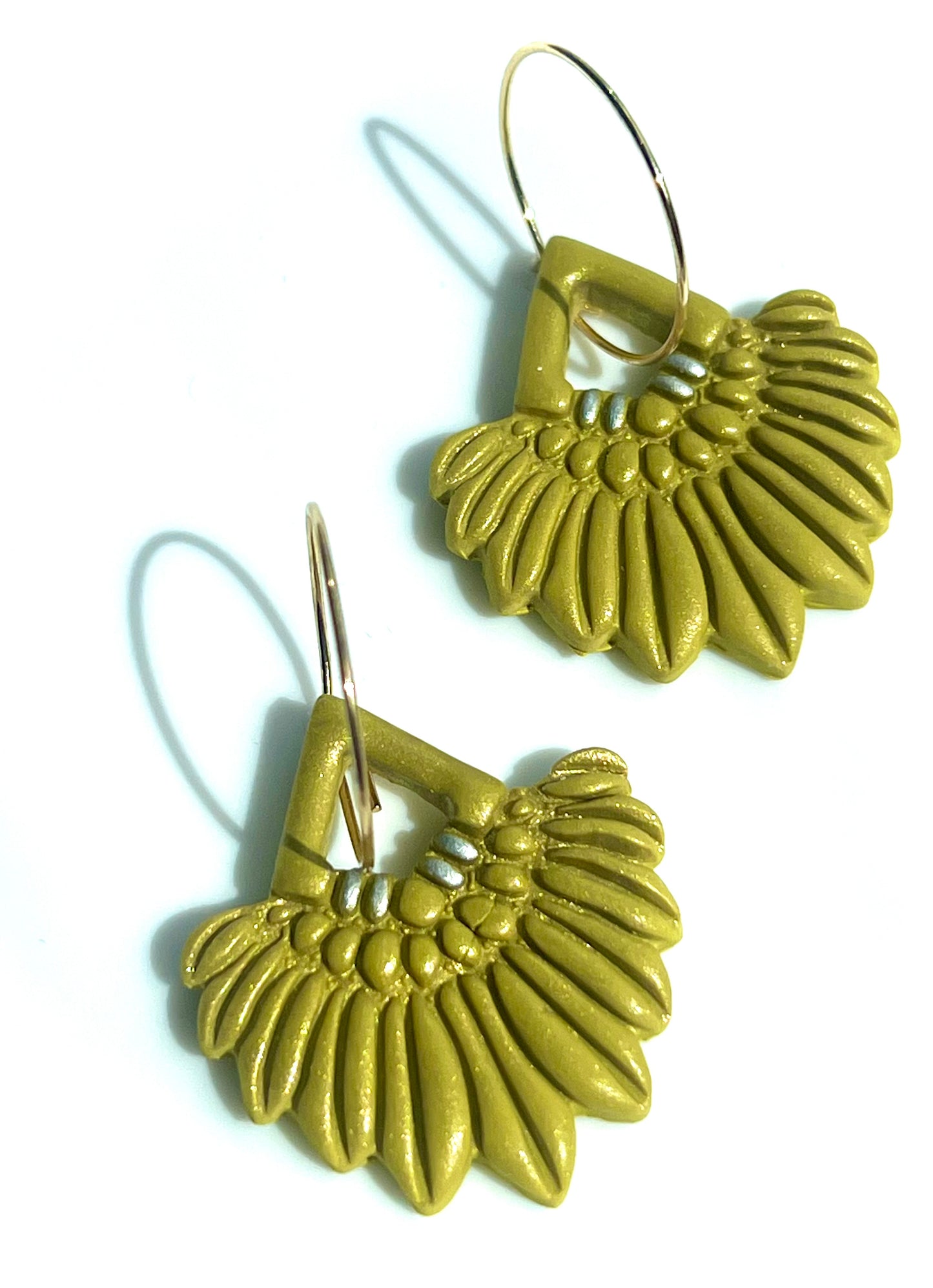 Boho Style Earrings in Olive Green