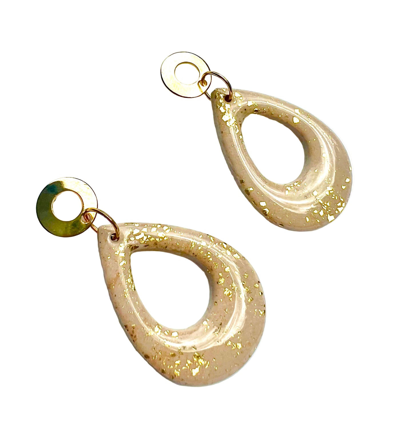 Teardrops Earrings in Beige with a Touch of Gold