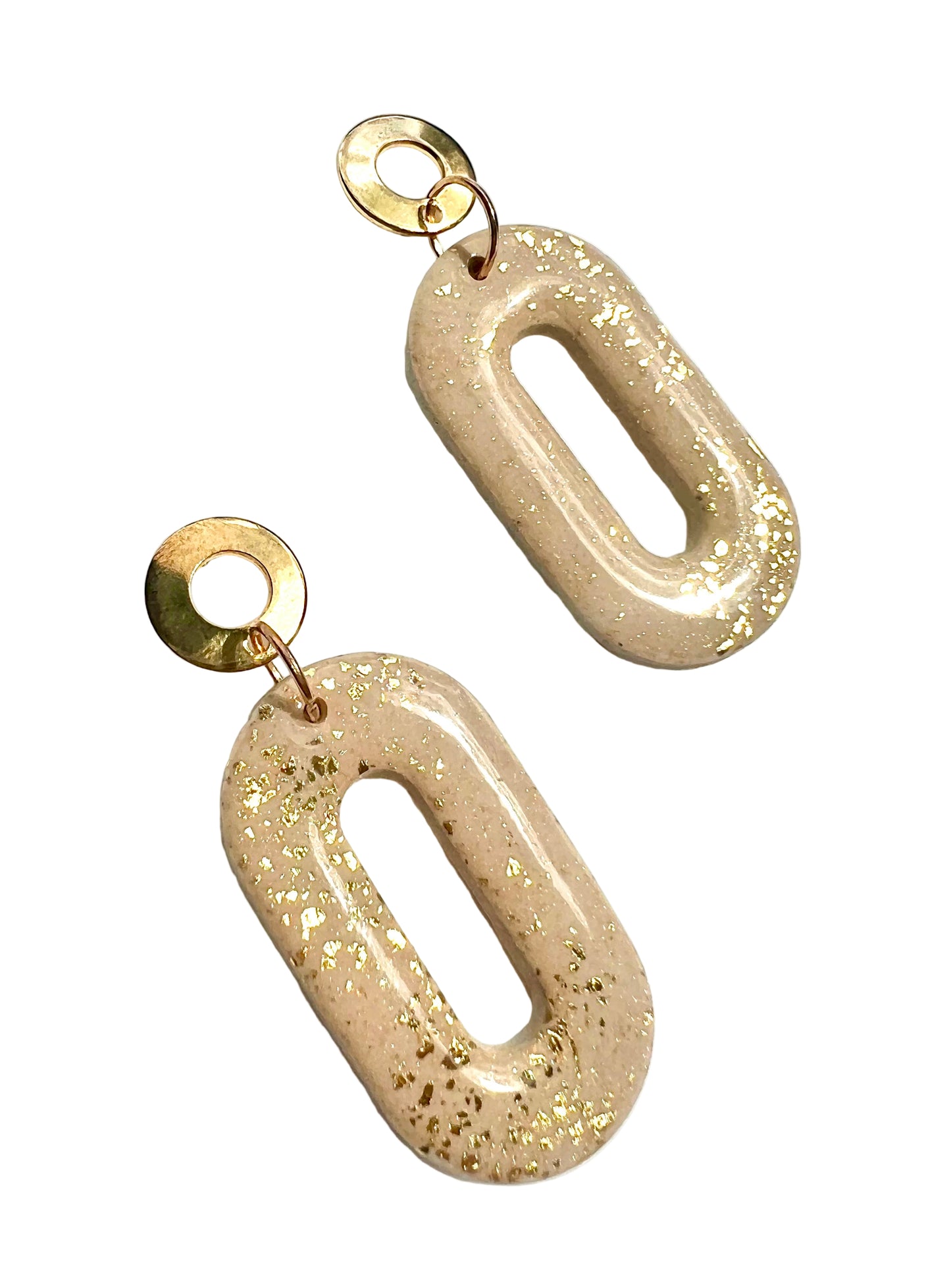 Dangle Earrings in Beige with a Touch of Gold