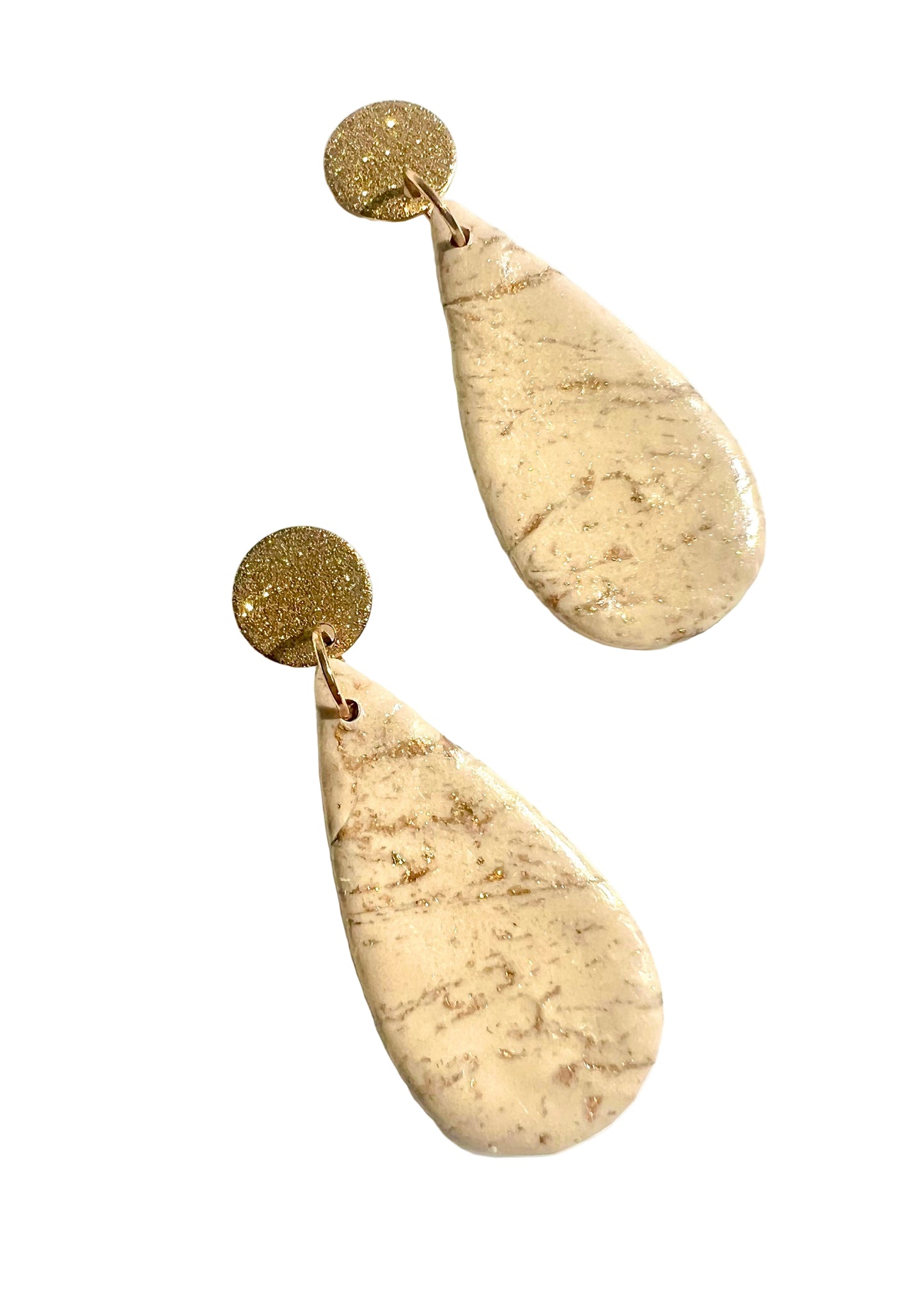Faux Marble Dangles in Beige Gold