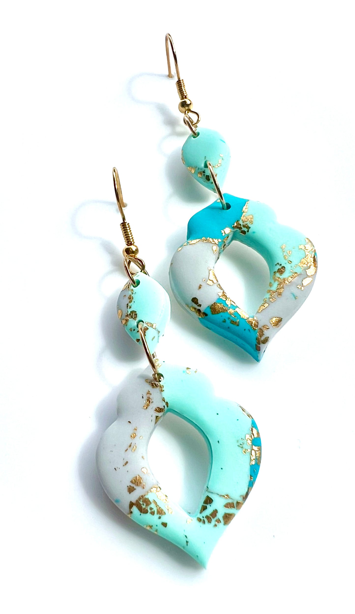 Faux Turquoise Marble Dangles with a Touch of Gold Glitter