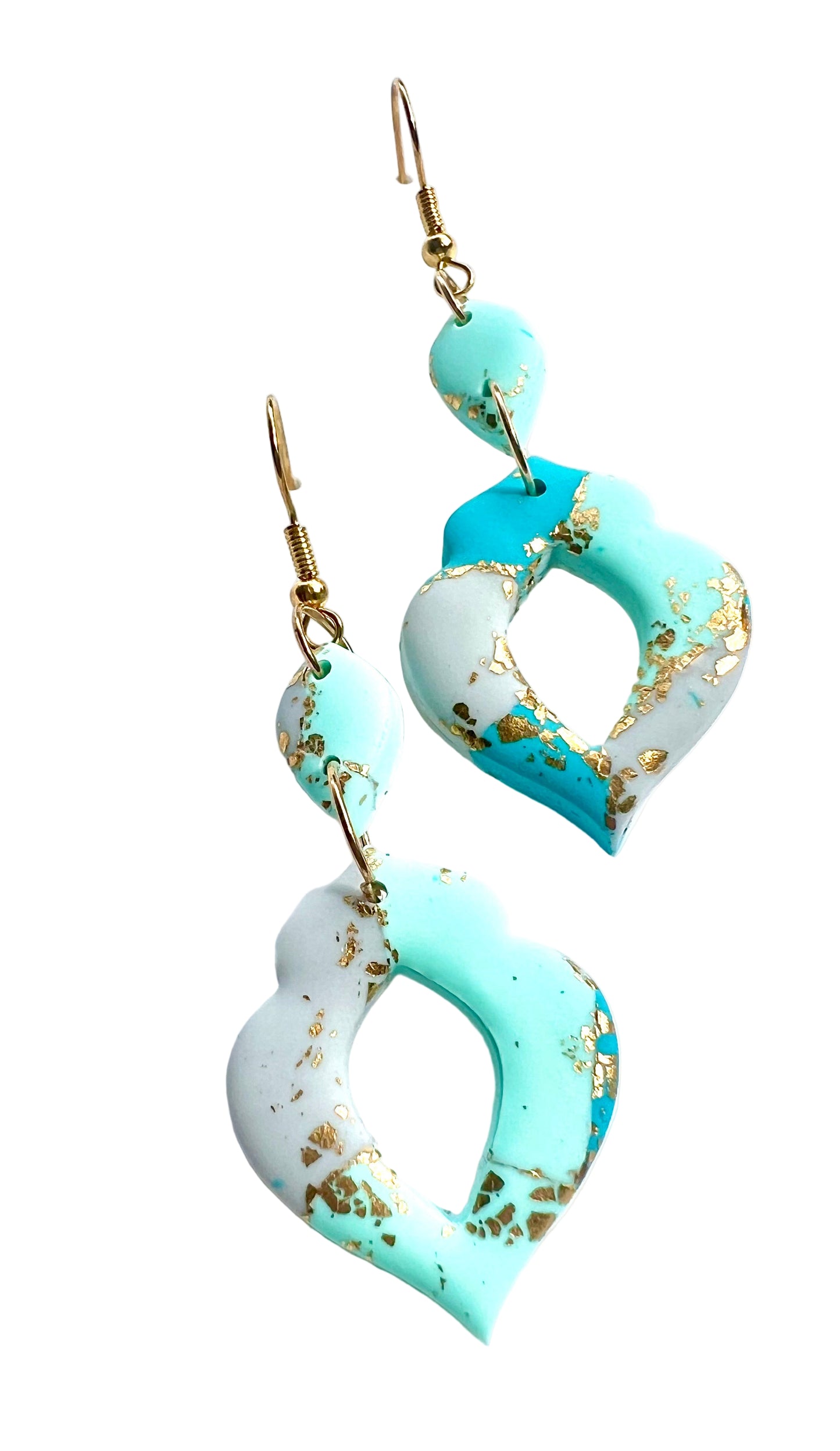Faux Turquoise Marble Dangles with a Touch of Gold Glitter