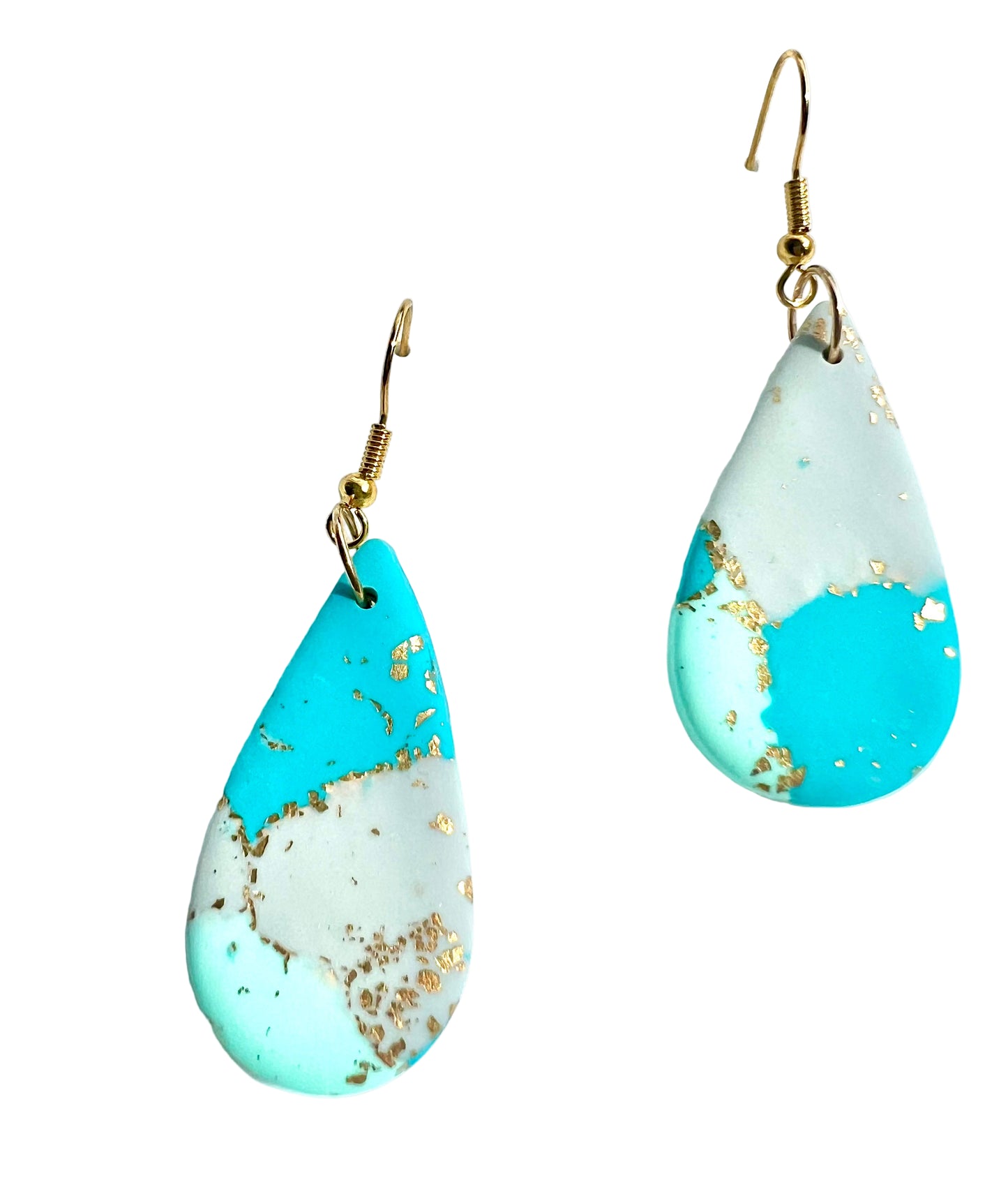 Faux Turquoise Marble Dangles with a Touch of Gold Glitter