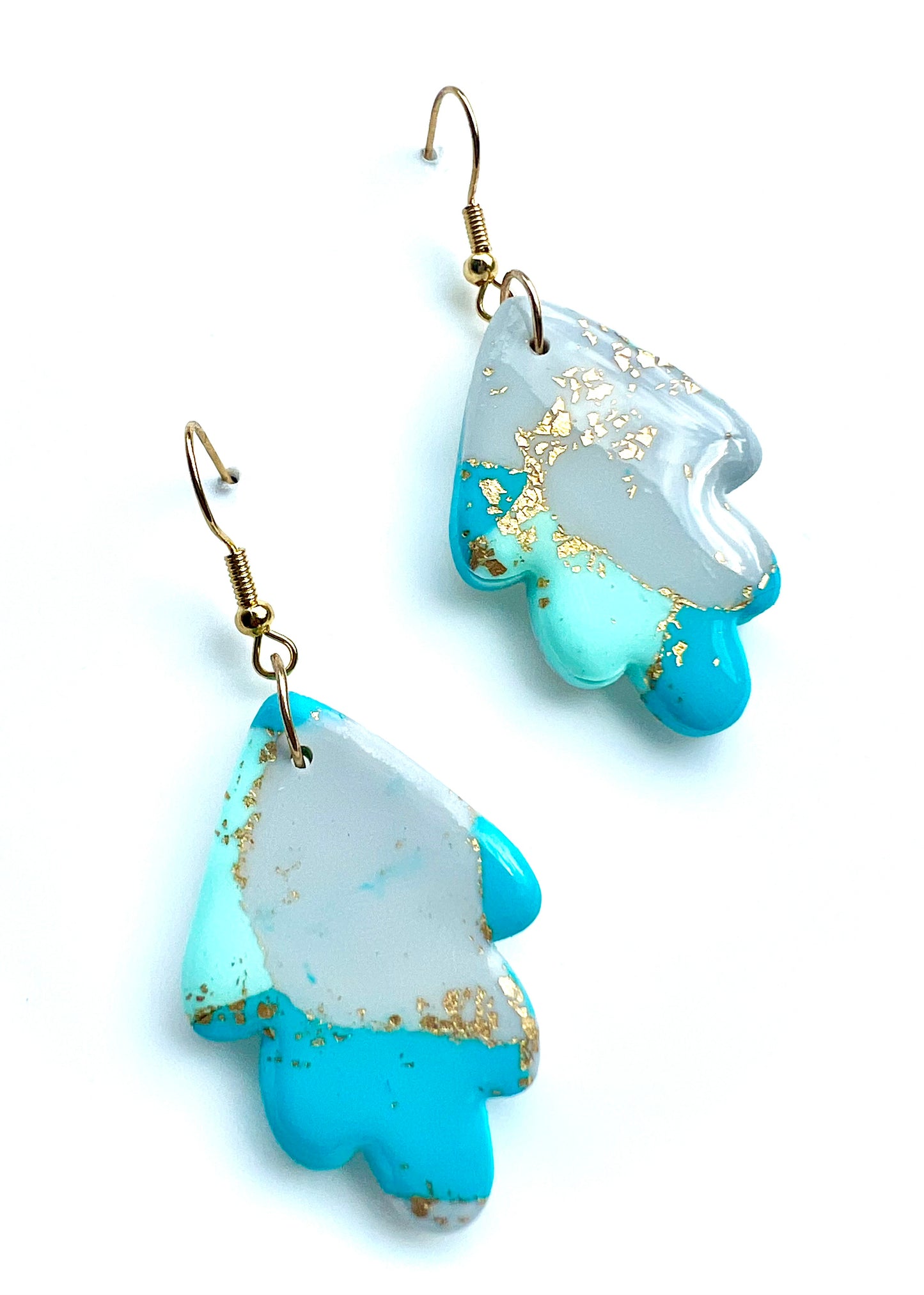Faux Turquoise Marble Dangles with a Touch of Gold Glitter
