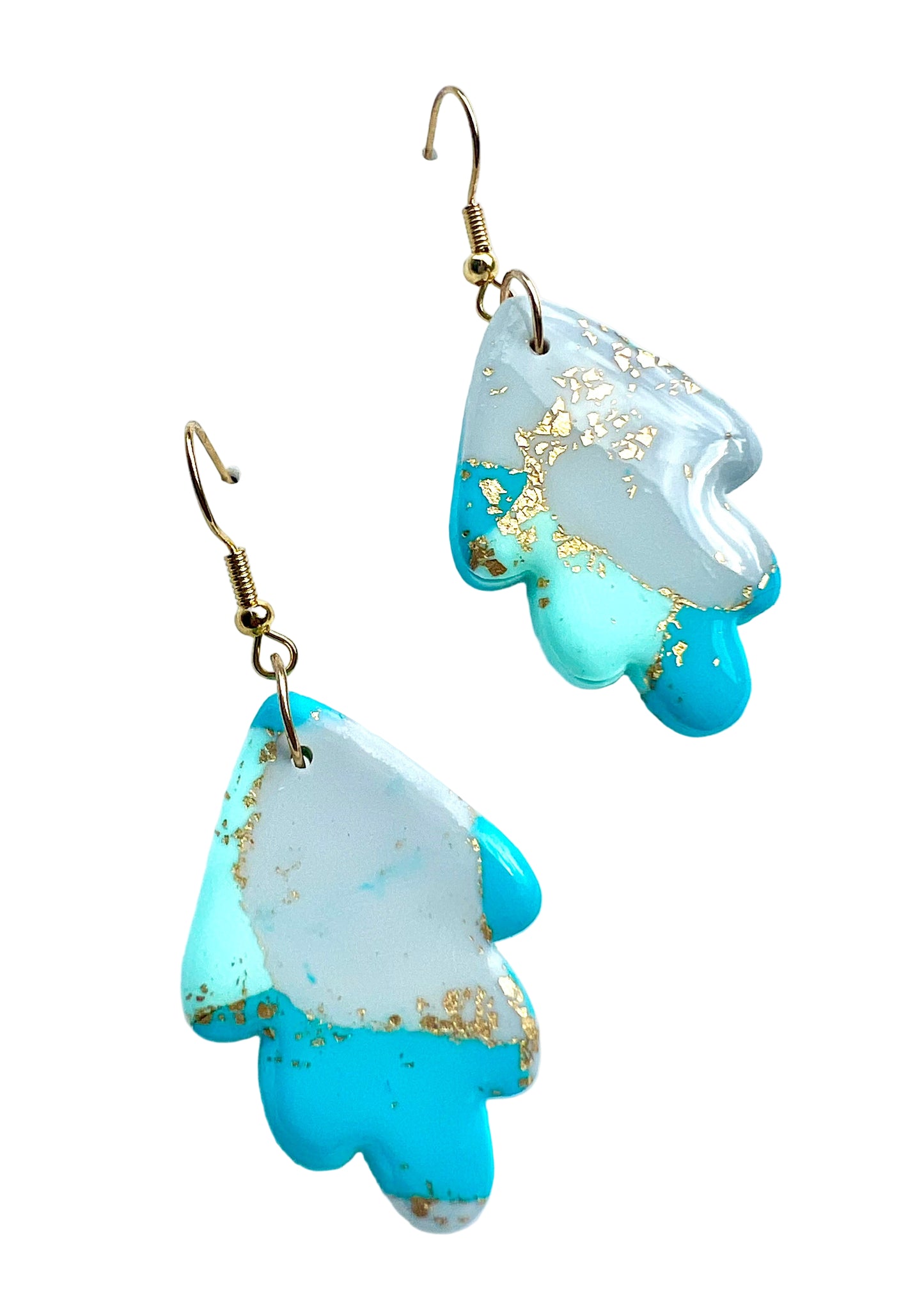 Faux Turquoise Marble Dangles with a Touch of Gold Glitter