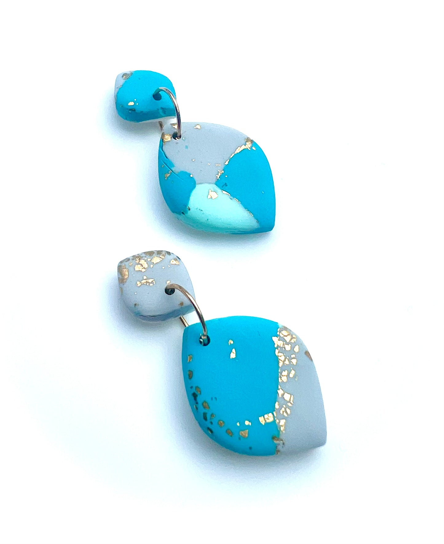 Faux Turquoise Marble Dangles with a Touch of Gold Glitter