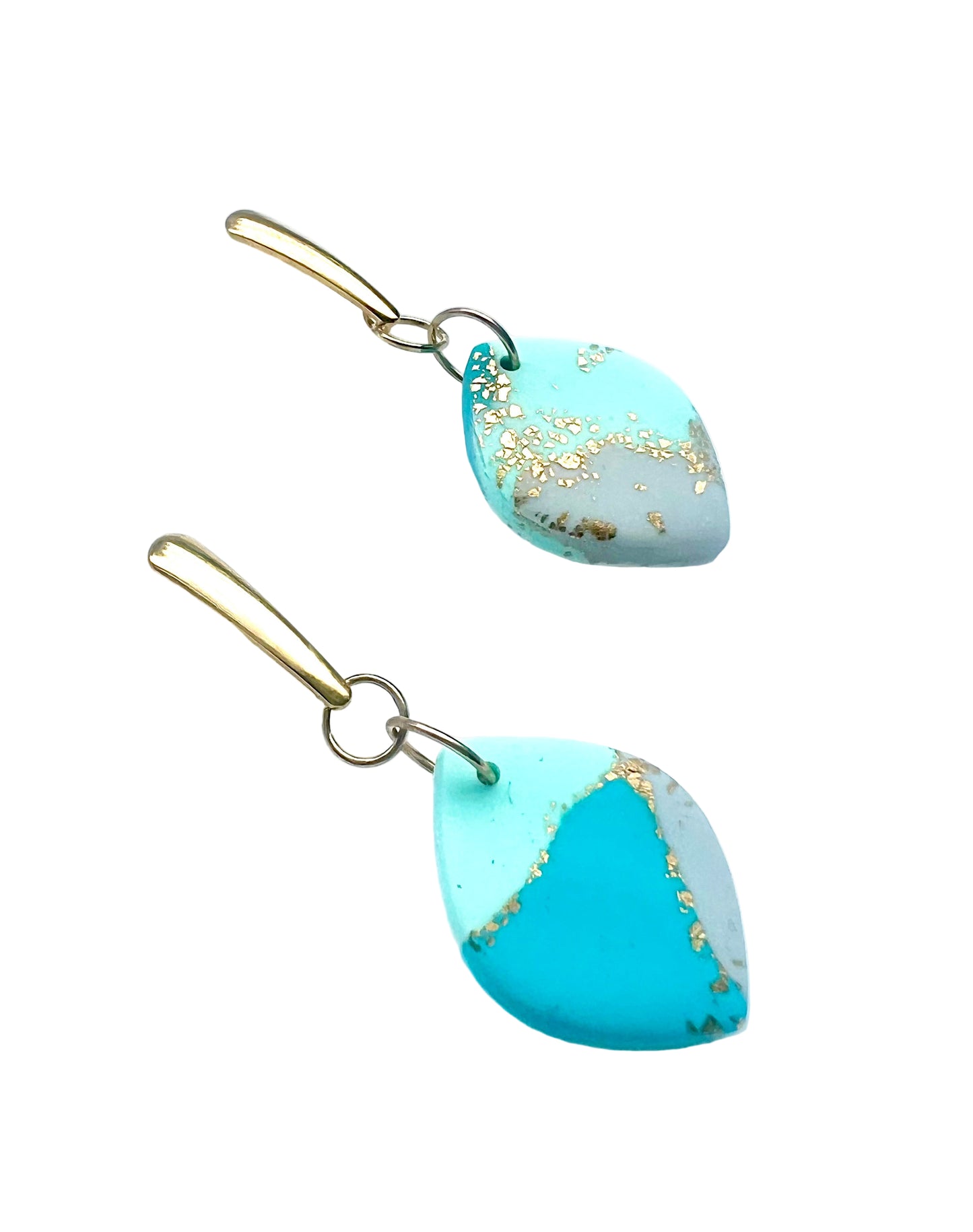 Faux Turquoise Marble Dangles with a Touch of Gold Glitter