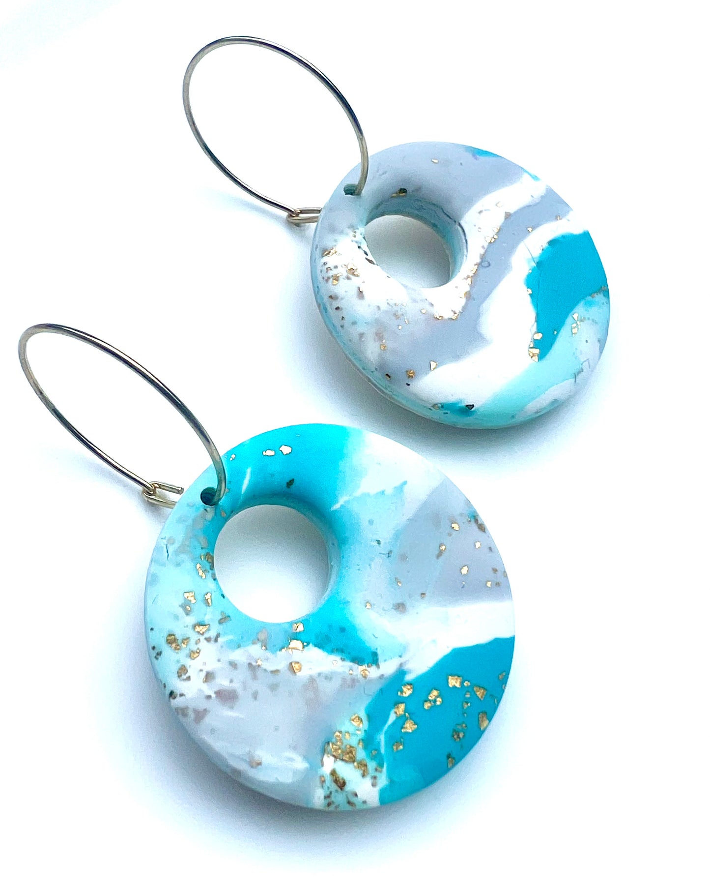Faux Turquoise Marble Dangles with a Touch of Gold Glitter