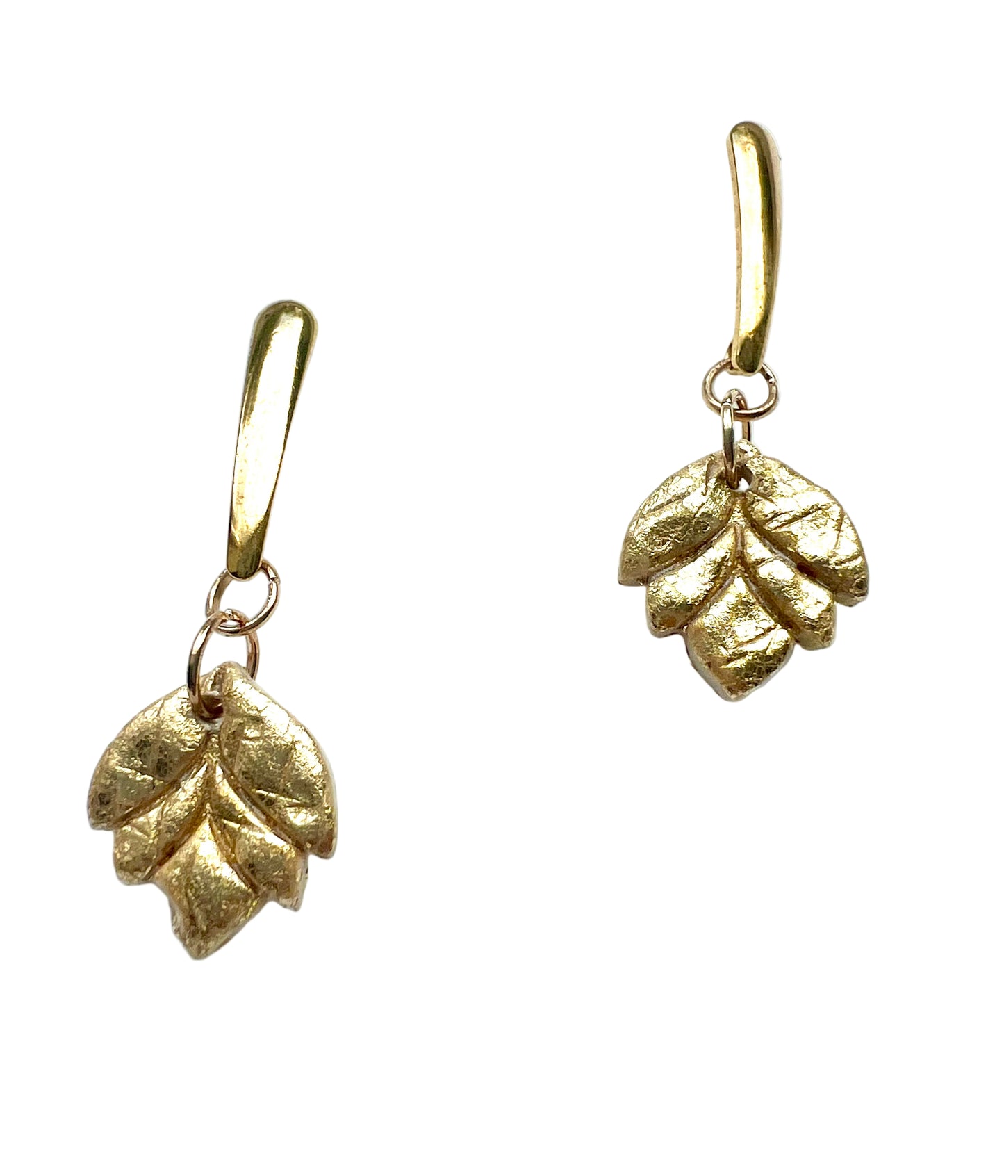 Flowers Dangles with Hammered Gold Texture
