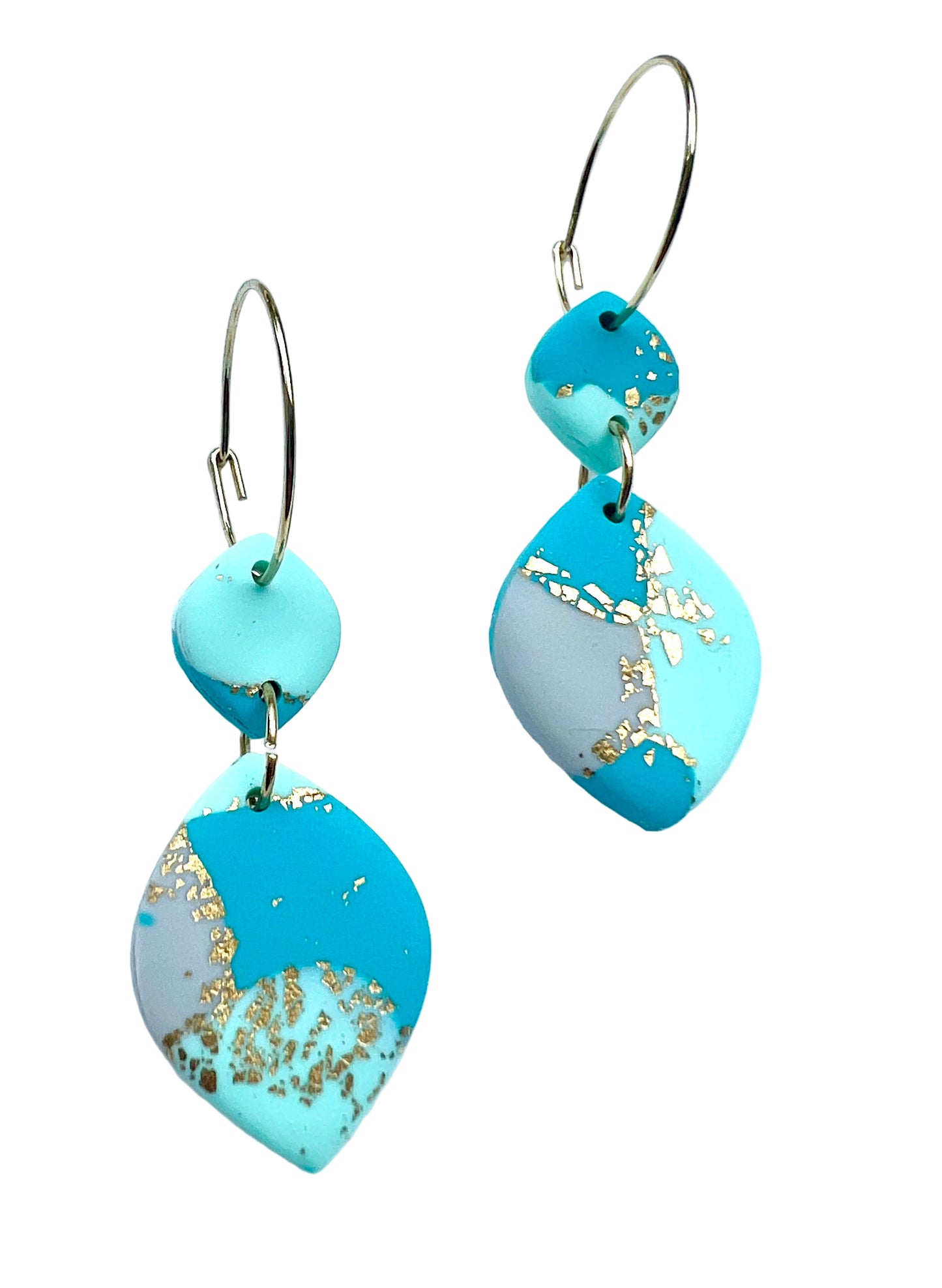 Faux Turquoise Marble Dangles with a touch of Gold Glitter