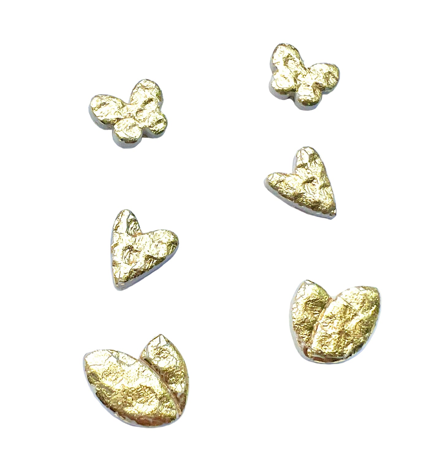 Stud Earrings Set with Hammered Gold Texture