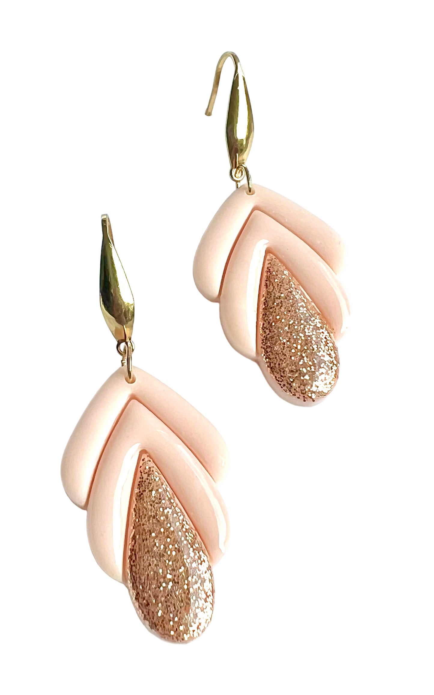 Spring Dangles in Light Peach Color with a Touch of Glitter