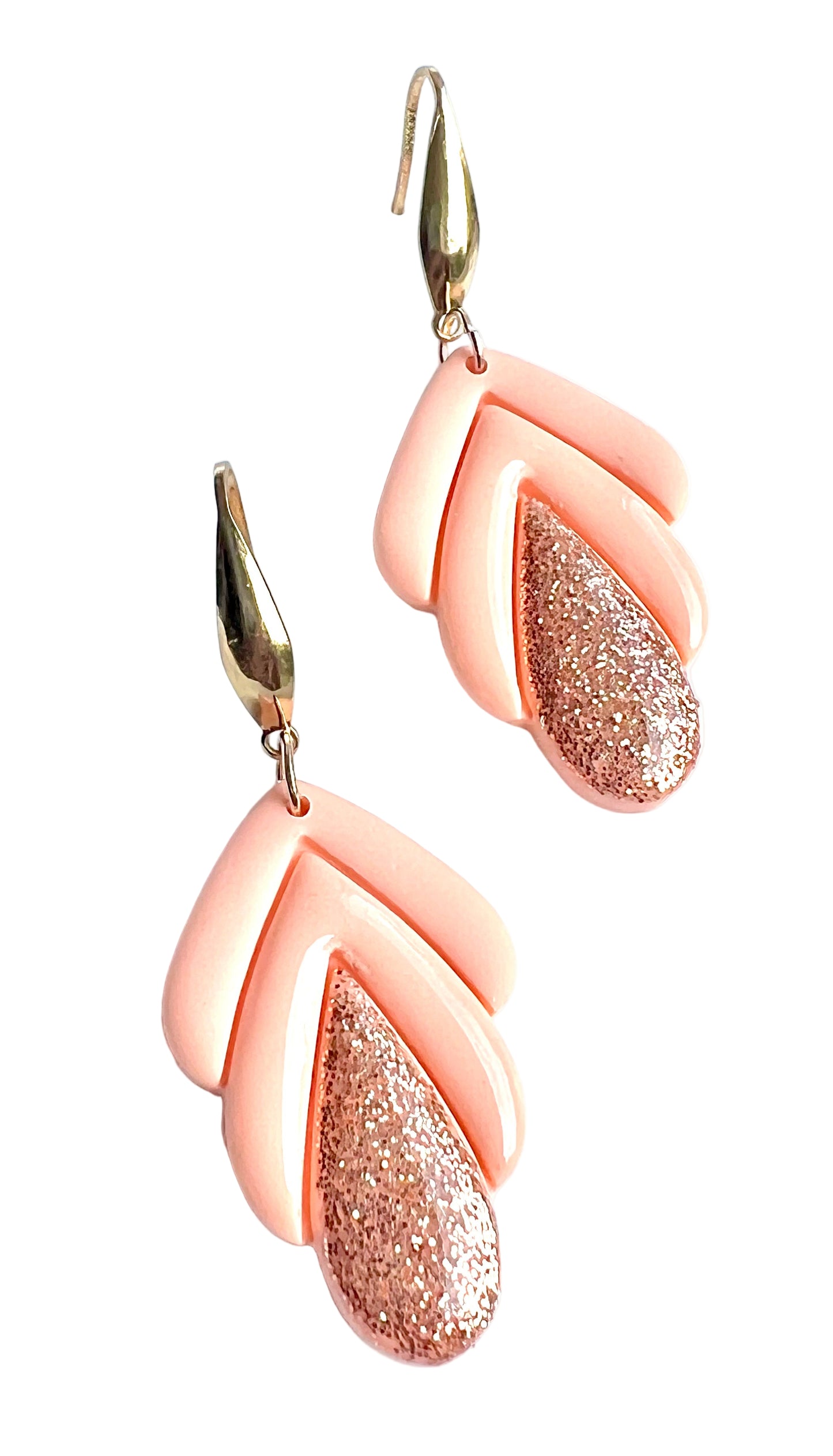 Spring Dangles in Salmon Peach Color with a Touch of Glitter