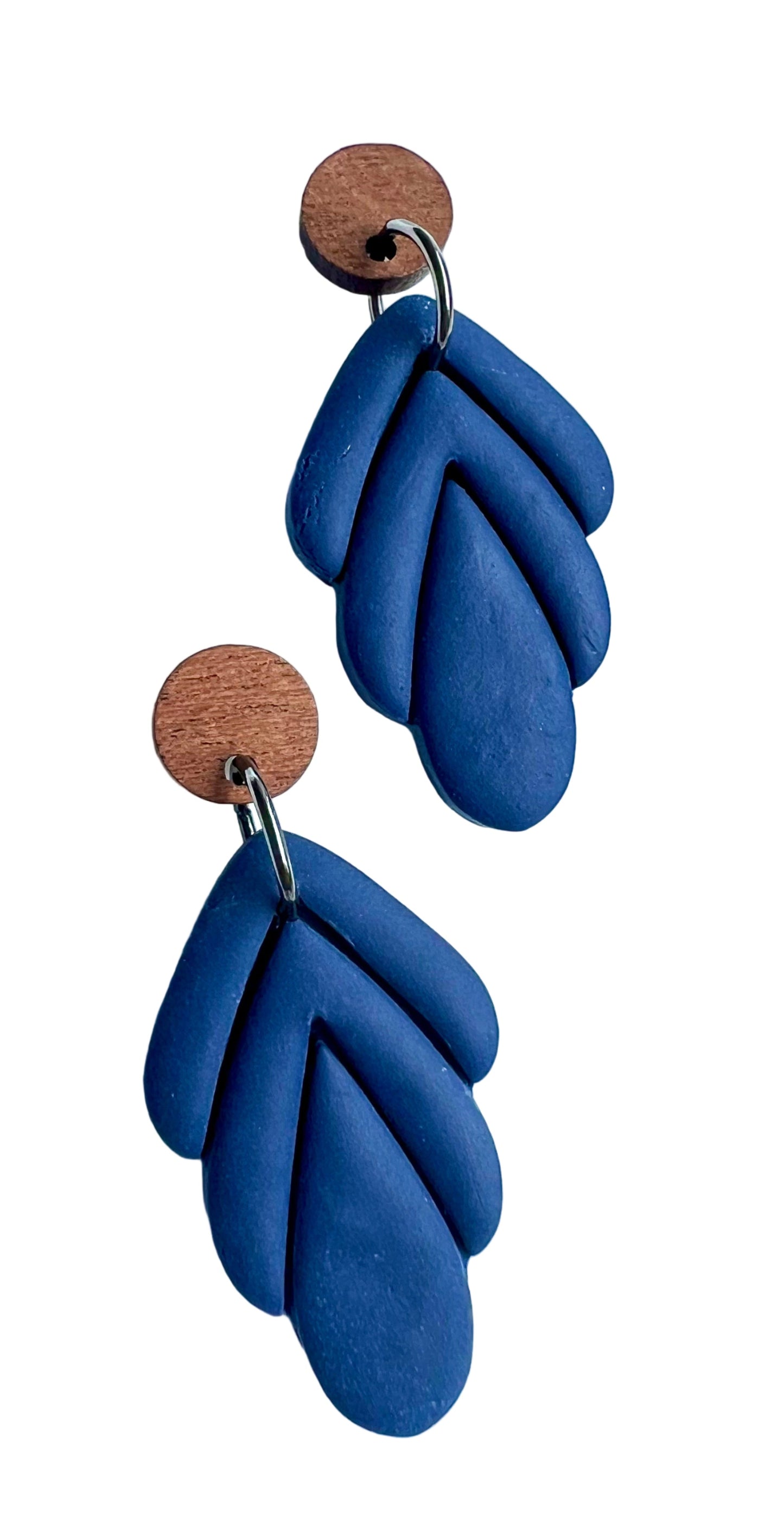 Silva Dangles in Navy Blue with Walnut Wood Stud