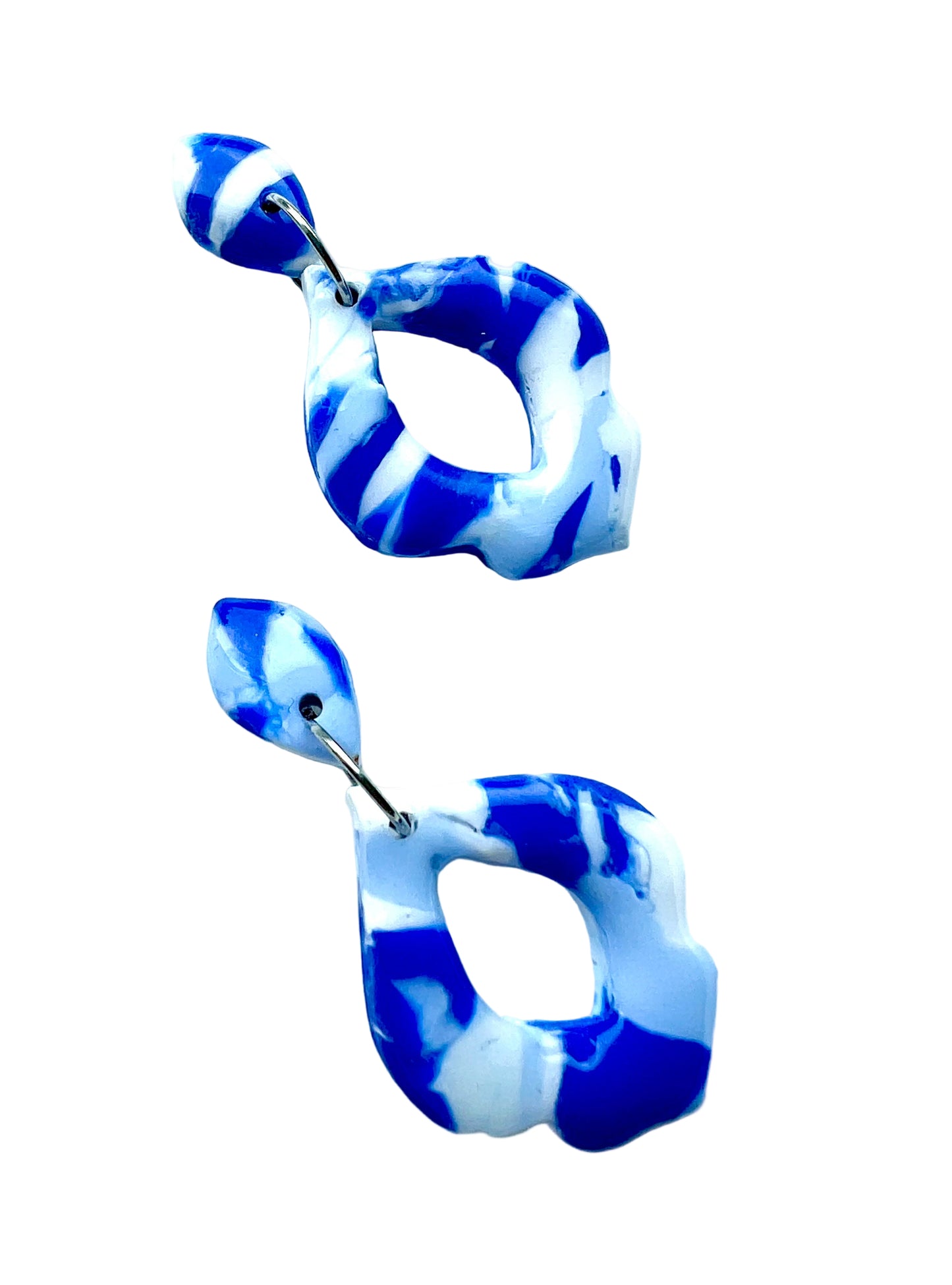Dangle Earrings in Faux Blue Marble Effects