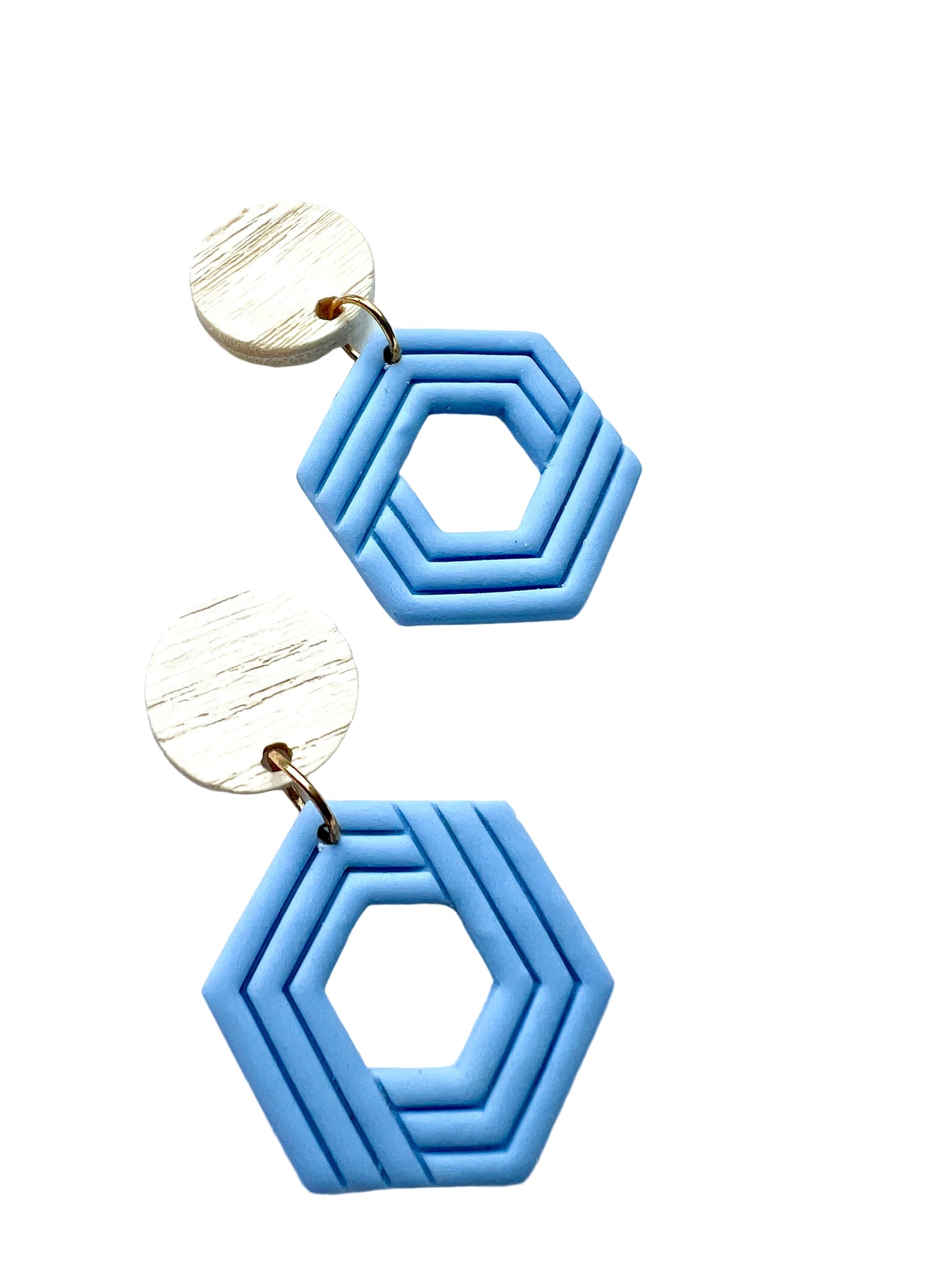 Silvia Dangles in Baby Blue with Wood Stud